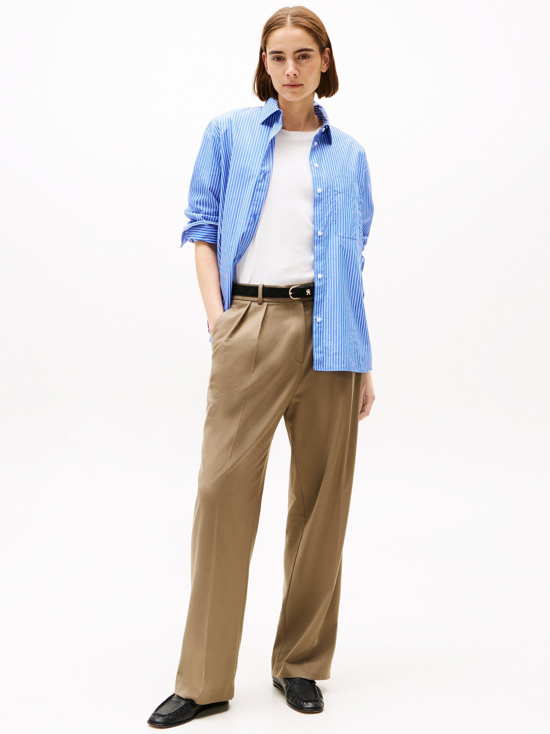 Product image 3 of 6, which shows Tommy Hilfiger Relaxed Straight Leg Trousers, Tundra Brown, 8