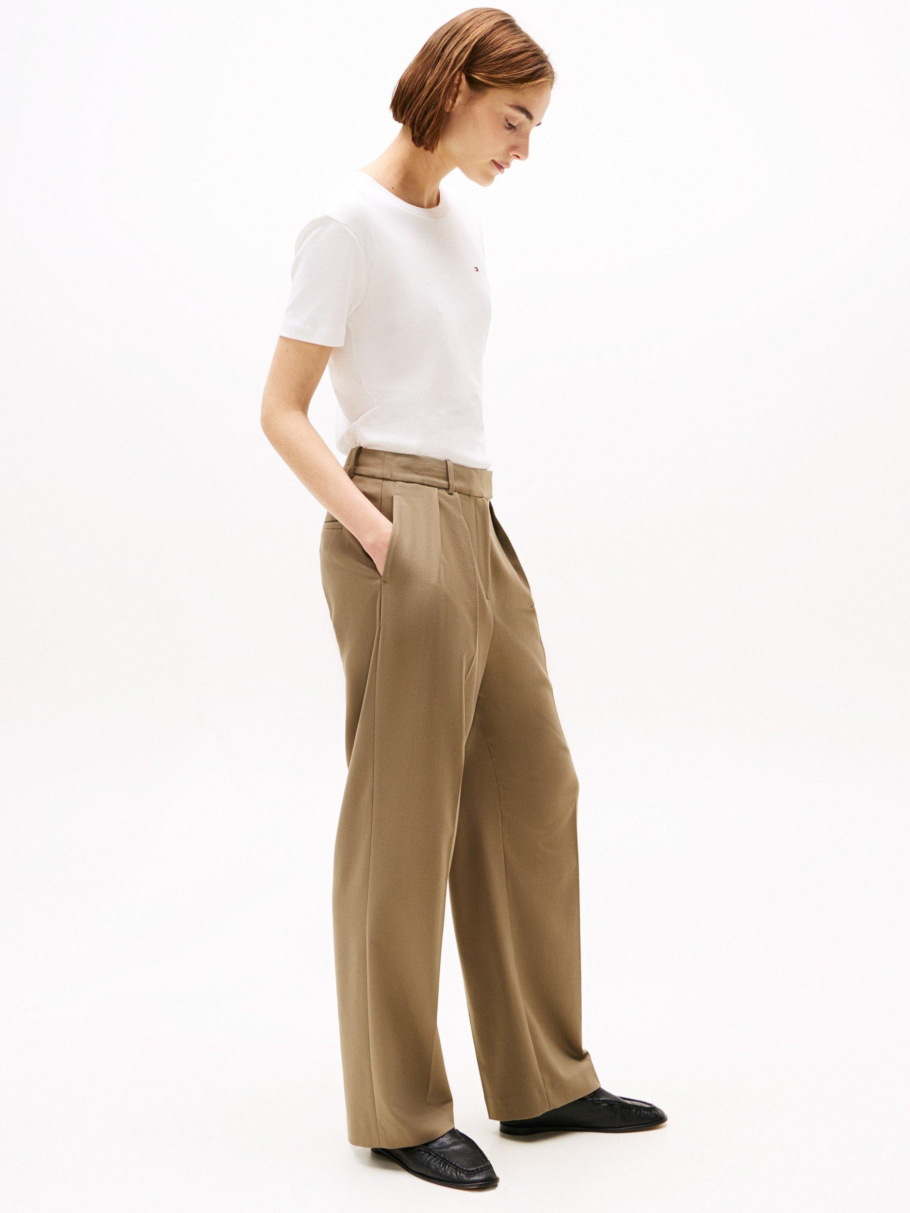 Product image 4 of 6, which shows Tommy Hilfiger Relaxed Straight Leg Trousers, Tundra Brown, 8