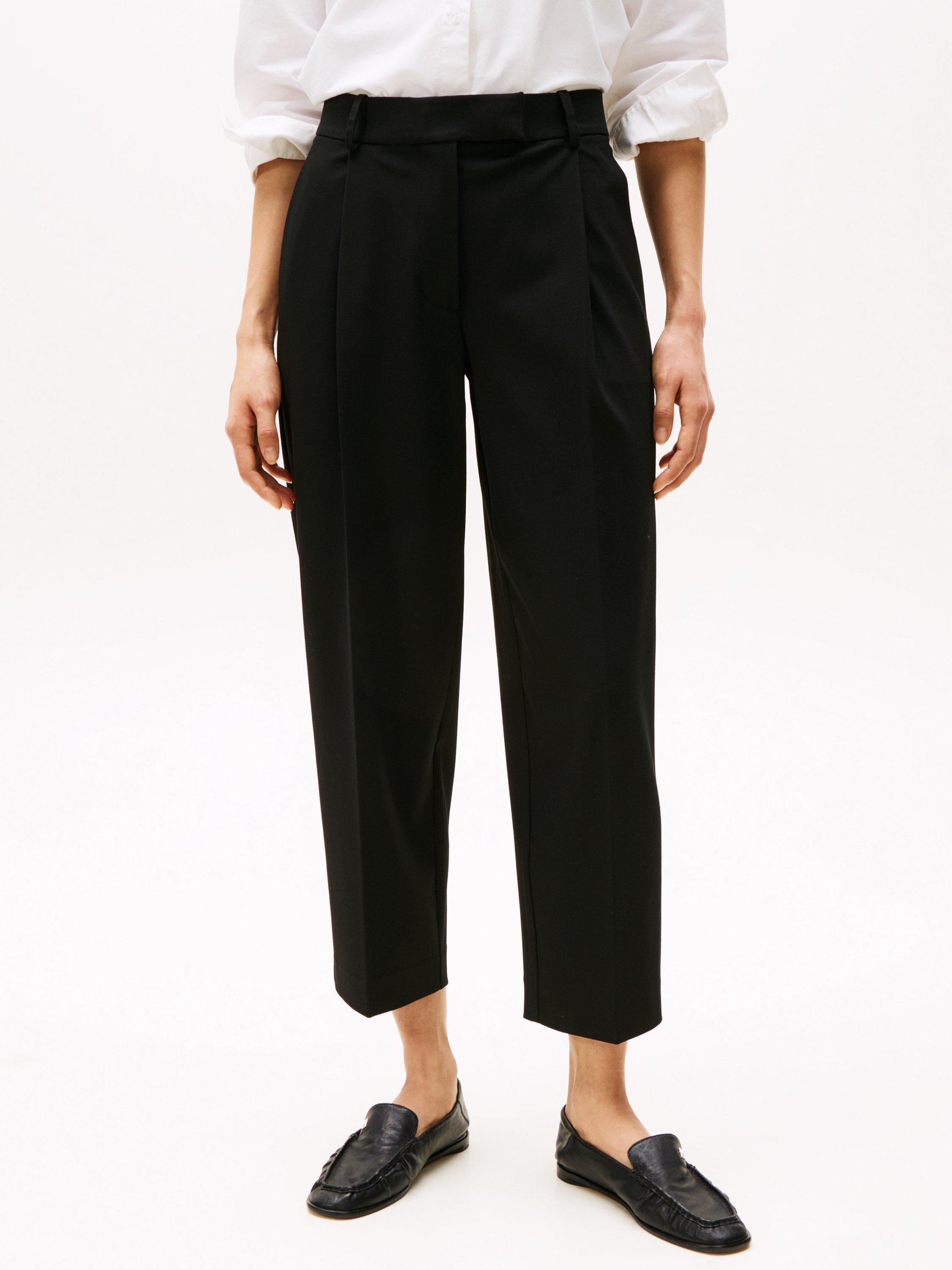 Tommy Hilfiger Tapered Leg Cropped Trousers, Black