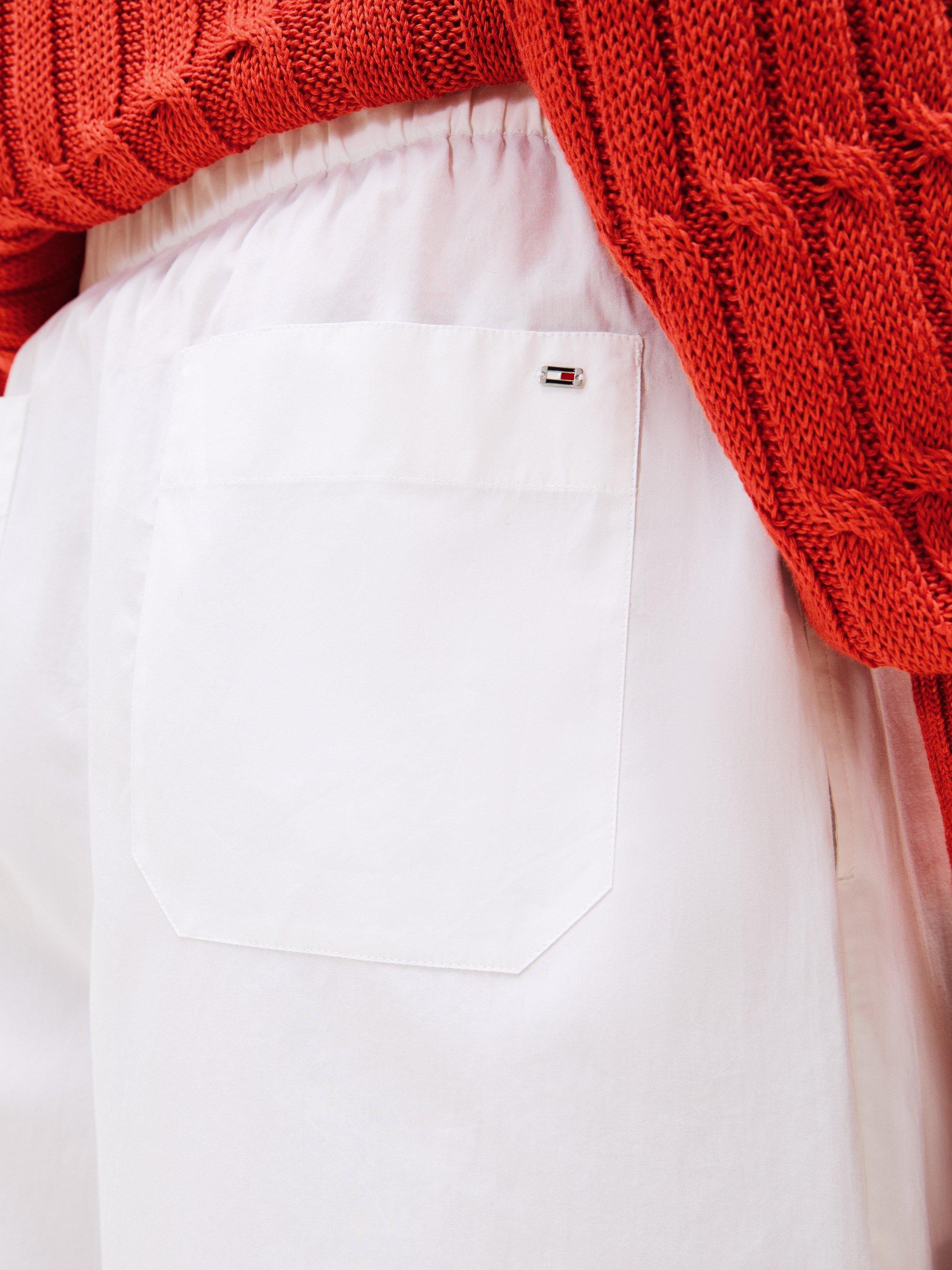 Product image 4 of 5, which shows Tommy Hilfiger Relaxed Cotton Poplin Wide Leg Trousers, Optic White, 8