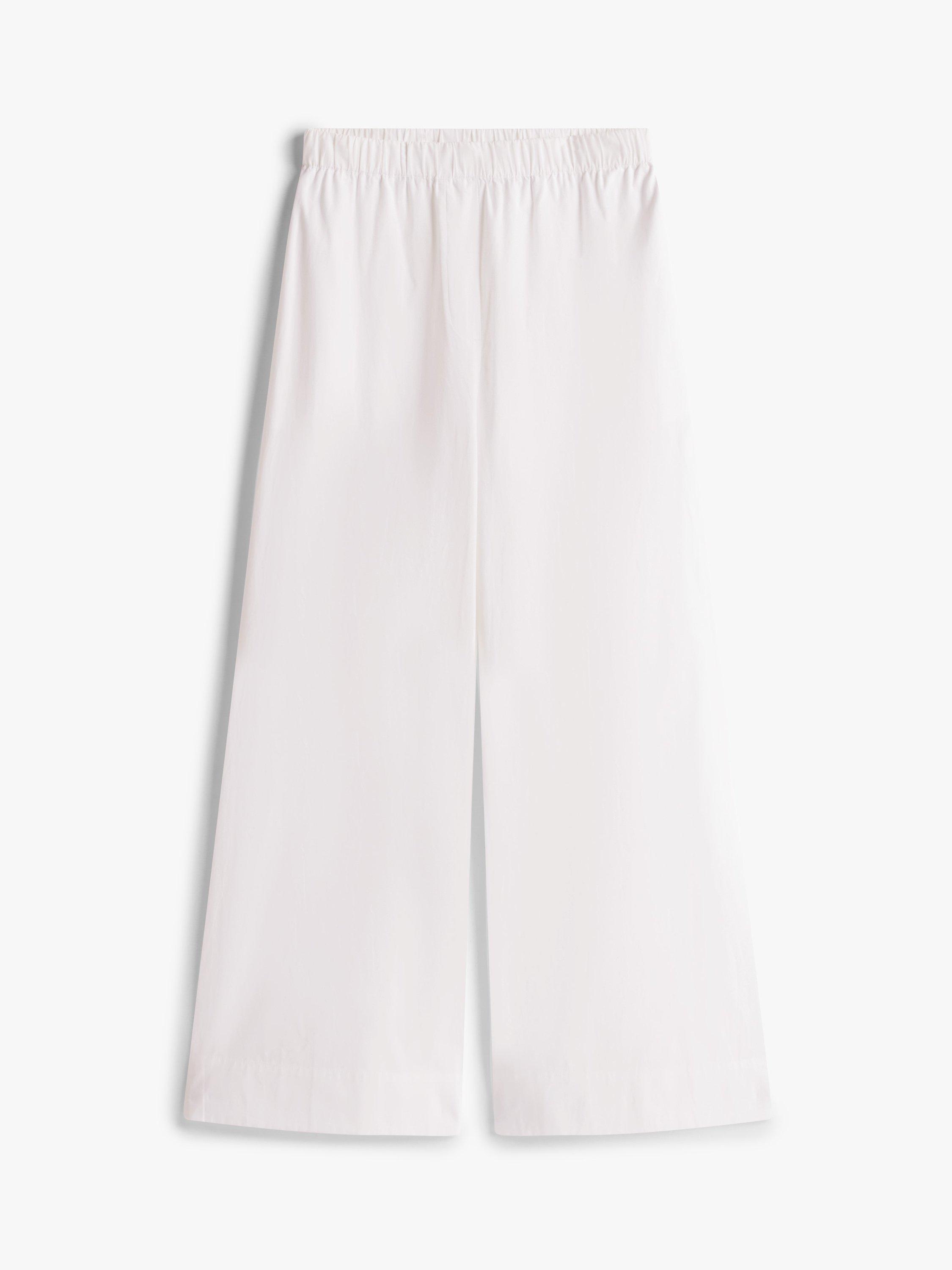 Product image 5 of 5, which shows Tommy Hilfiger Relaxed Cotton Poplin Wide Leg Trousers, Optic White, 8