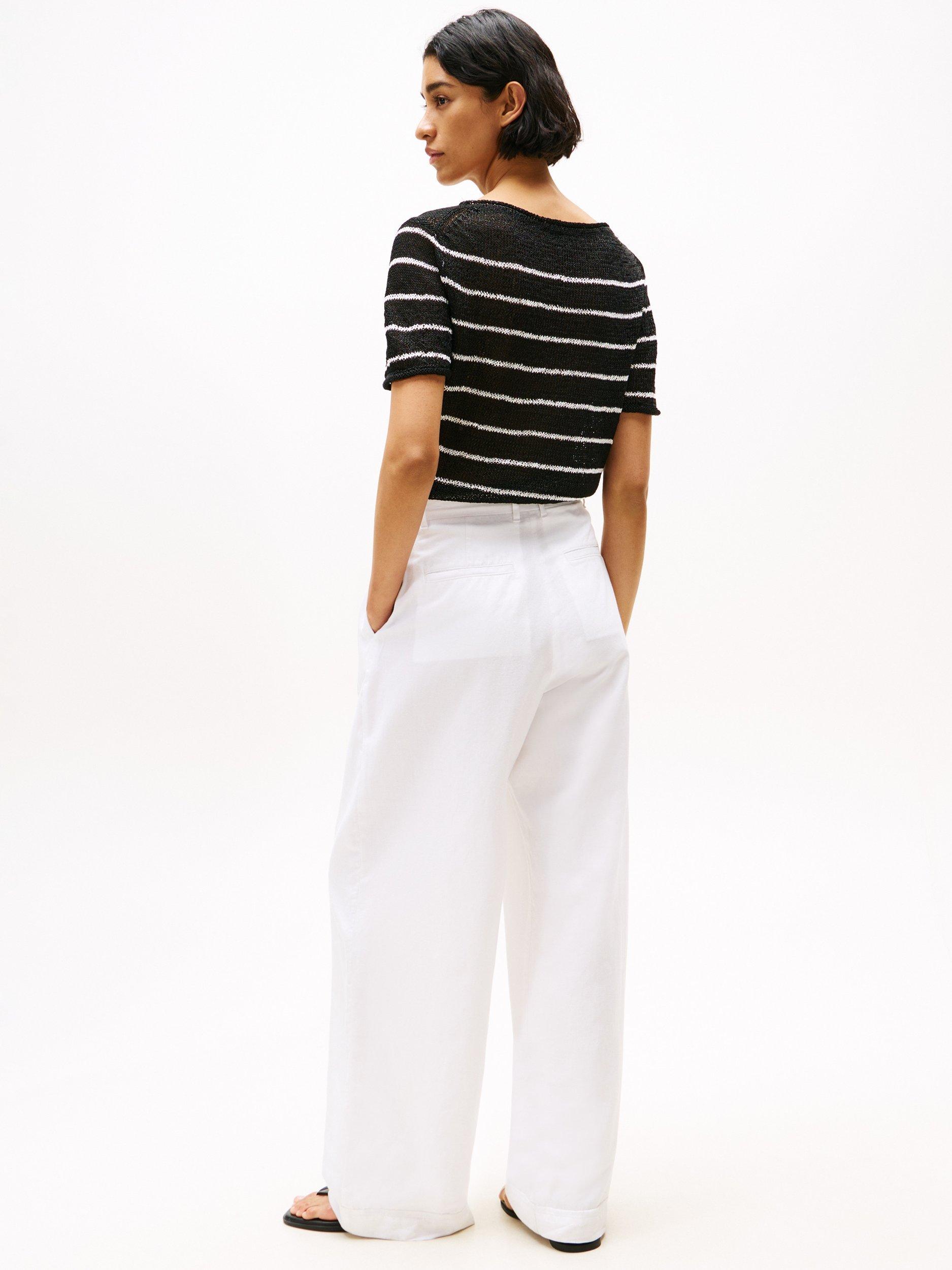 Product image 2 of 5, which shows Tommy Hilfiger Pleat Wide Leg Trousers, Optic White, 6