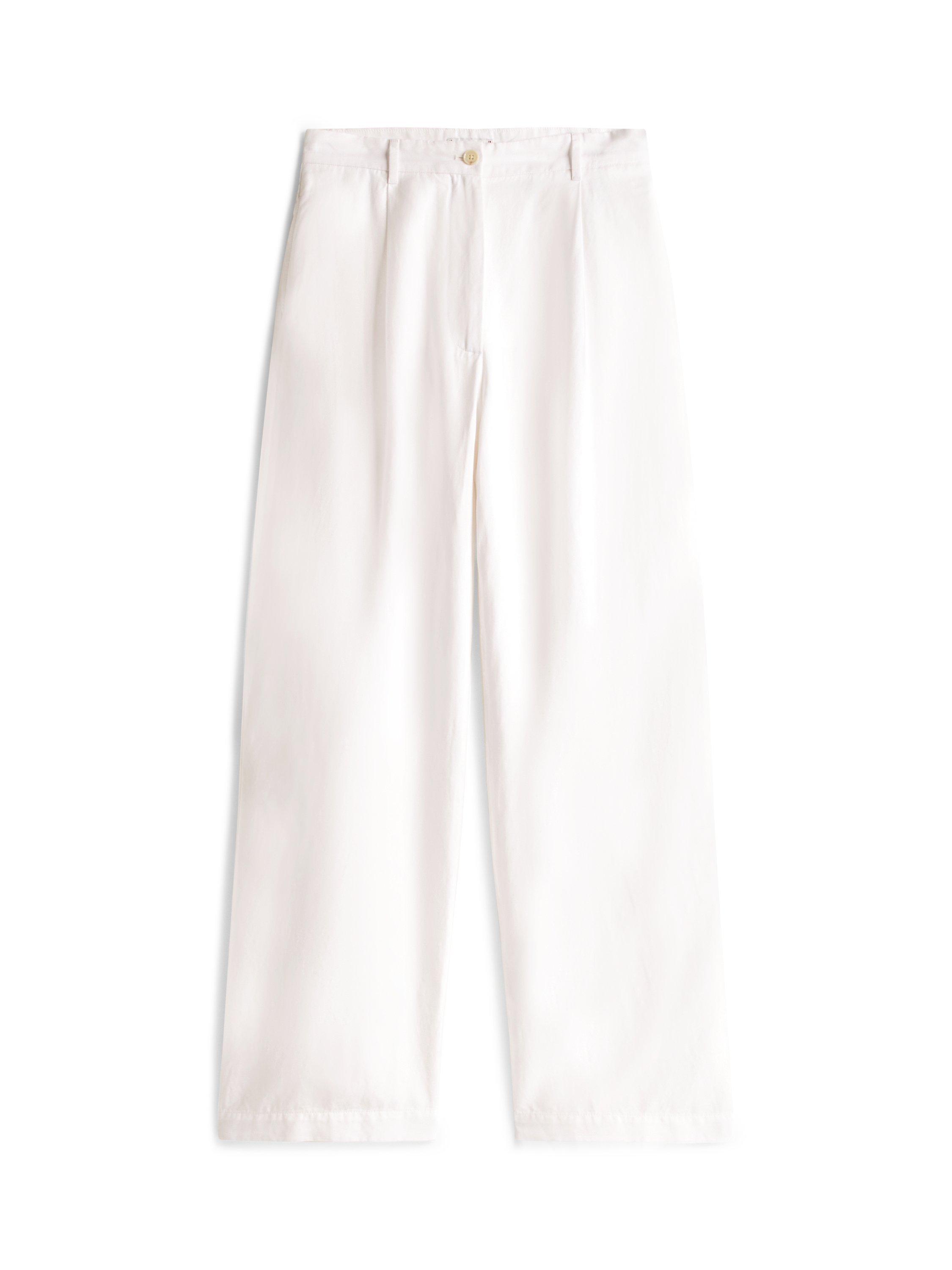 Product image 5 of 5, which shows Tommy Hilfiger Pleat Wide Leg Trousers, Optic White, 6