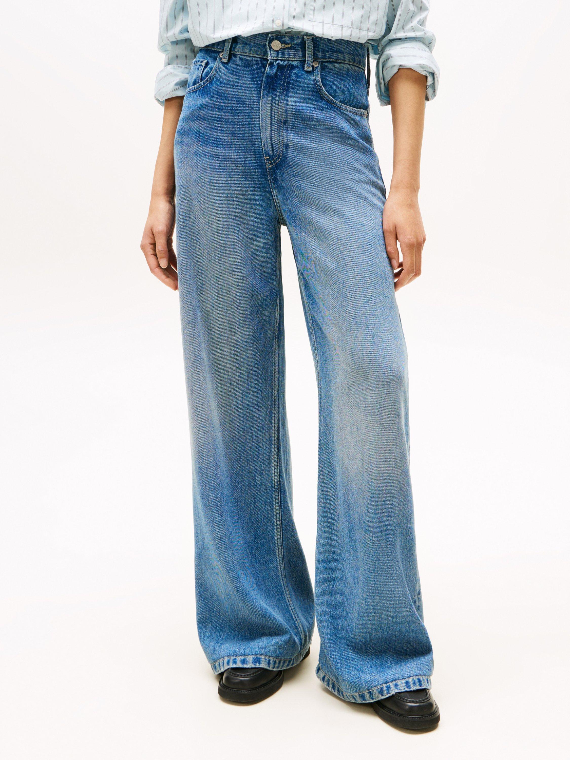 Product image 1 of 5, which shows Tommy Hilfiger Lana High Rise Wide Leg Jeans, Light Blue, W26/L28