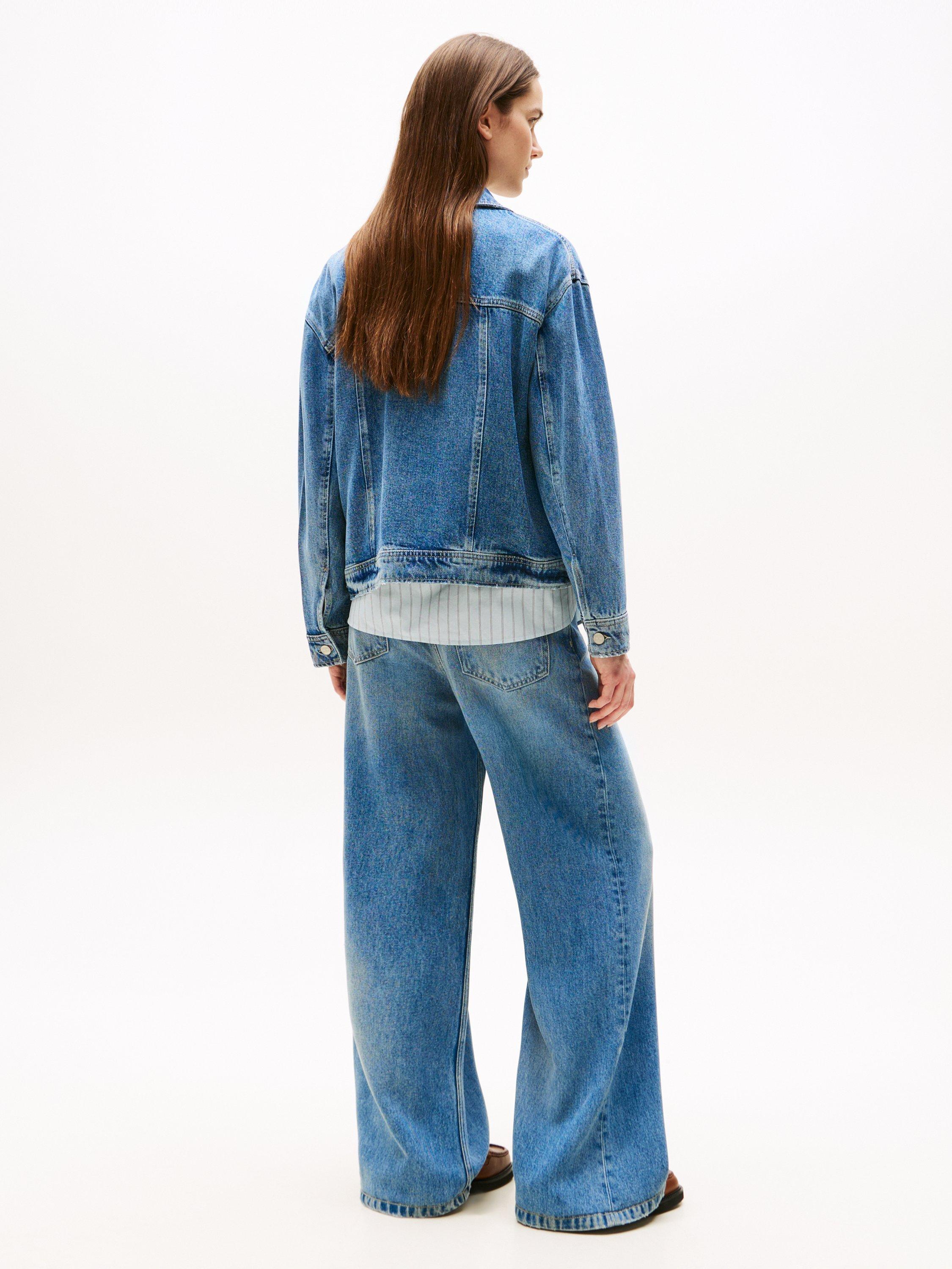 Product image 2 of 5, which shows Tommy Hilfiger Lana Oversized Short Denim Jacket, Light Blue, 6