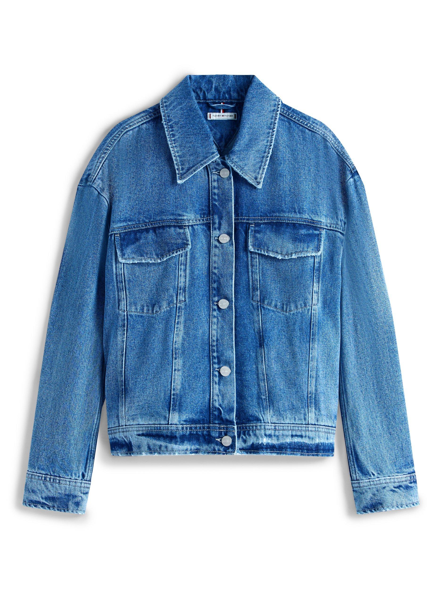 Product image 5 of 5, which shows Tommy Hilfiger Lana Oversized Short Denim Jacket, Light Blue, 6