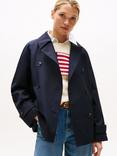 Tommy Hilfiger Double Breasted Water Repellent Trench Jacket, Navy