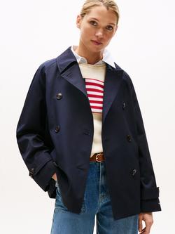 Tommy Hilfiger Double Breasted Water Repellent Trench Jacket, Navy, Navy