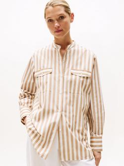 Tommy Hilfiger Collarless Stripe Shirt, Natural/Multi, Natural/Multi