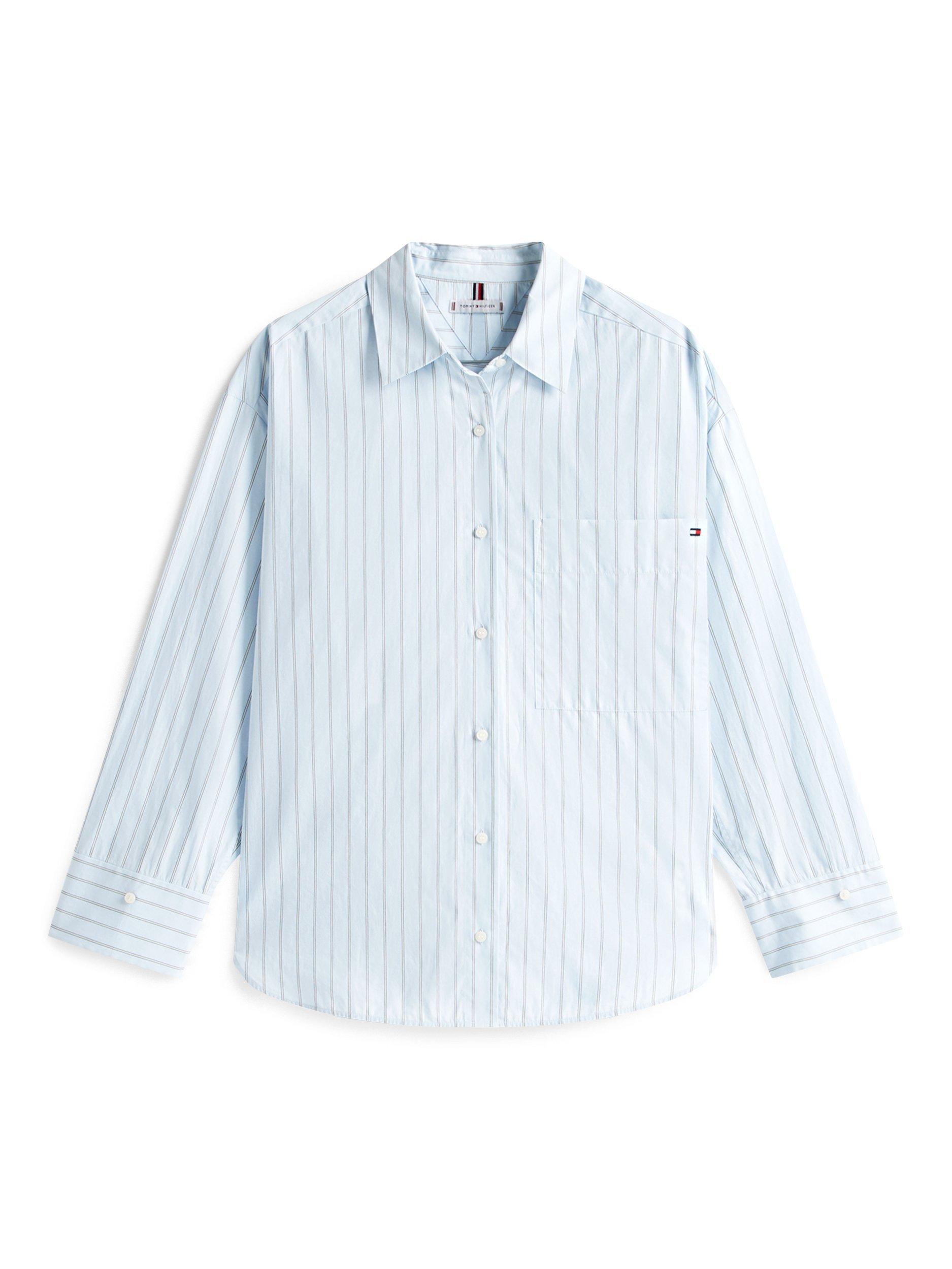 Product image 5 of 5, which shows Tommy Hilfiger Oversized Stripe Cotton Shirt, Light Blue, 6