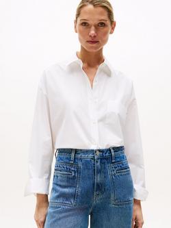 Tommy Hilfiger Oversized Adjustable Cuff Shirt, White, White