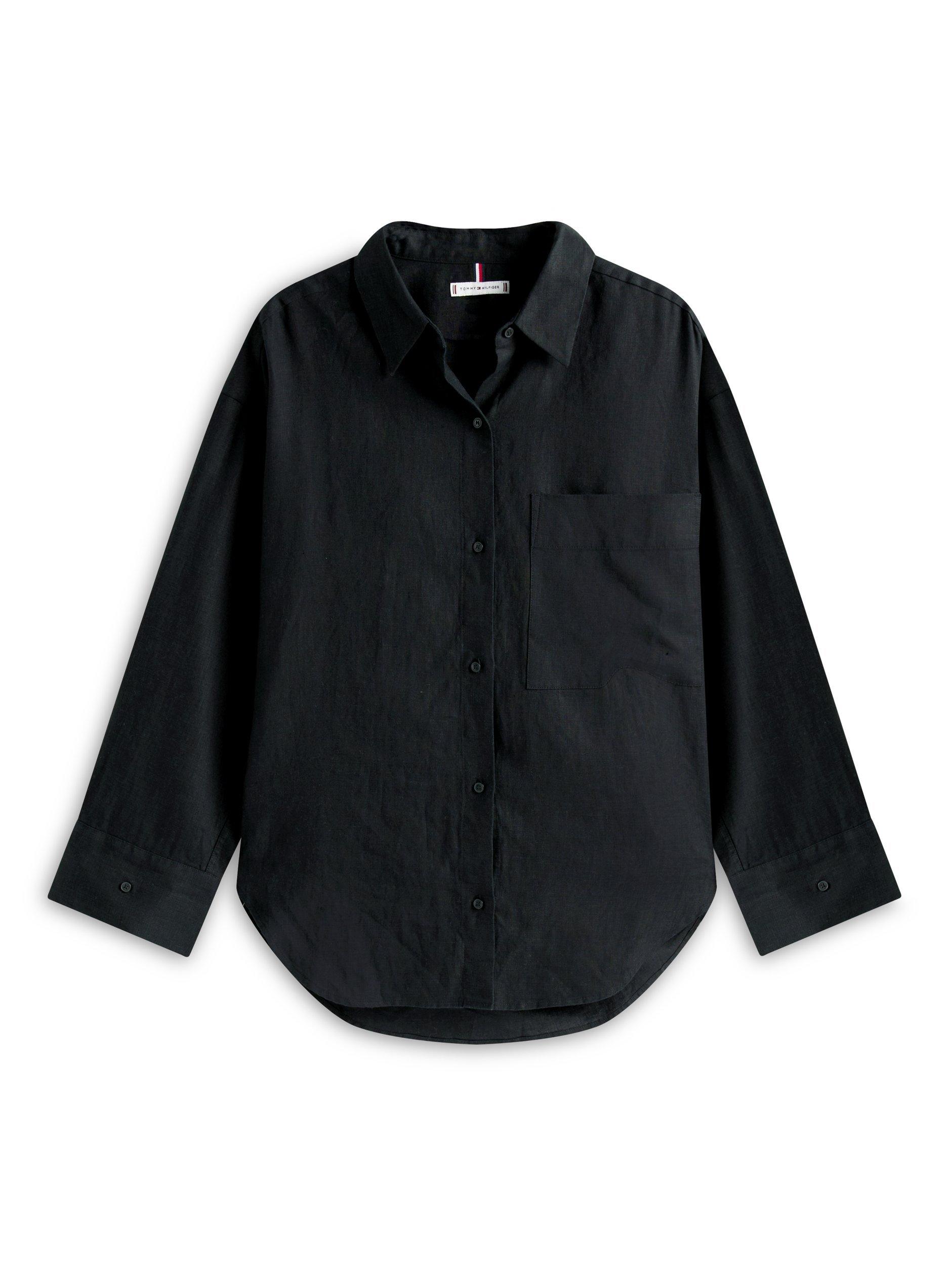 Product image 5 of 5, which shows Tommy Hilfiger Oversized Pure Linen Shirt, Black, 8
