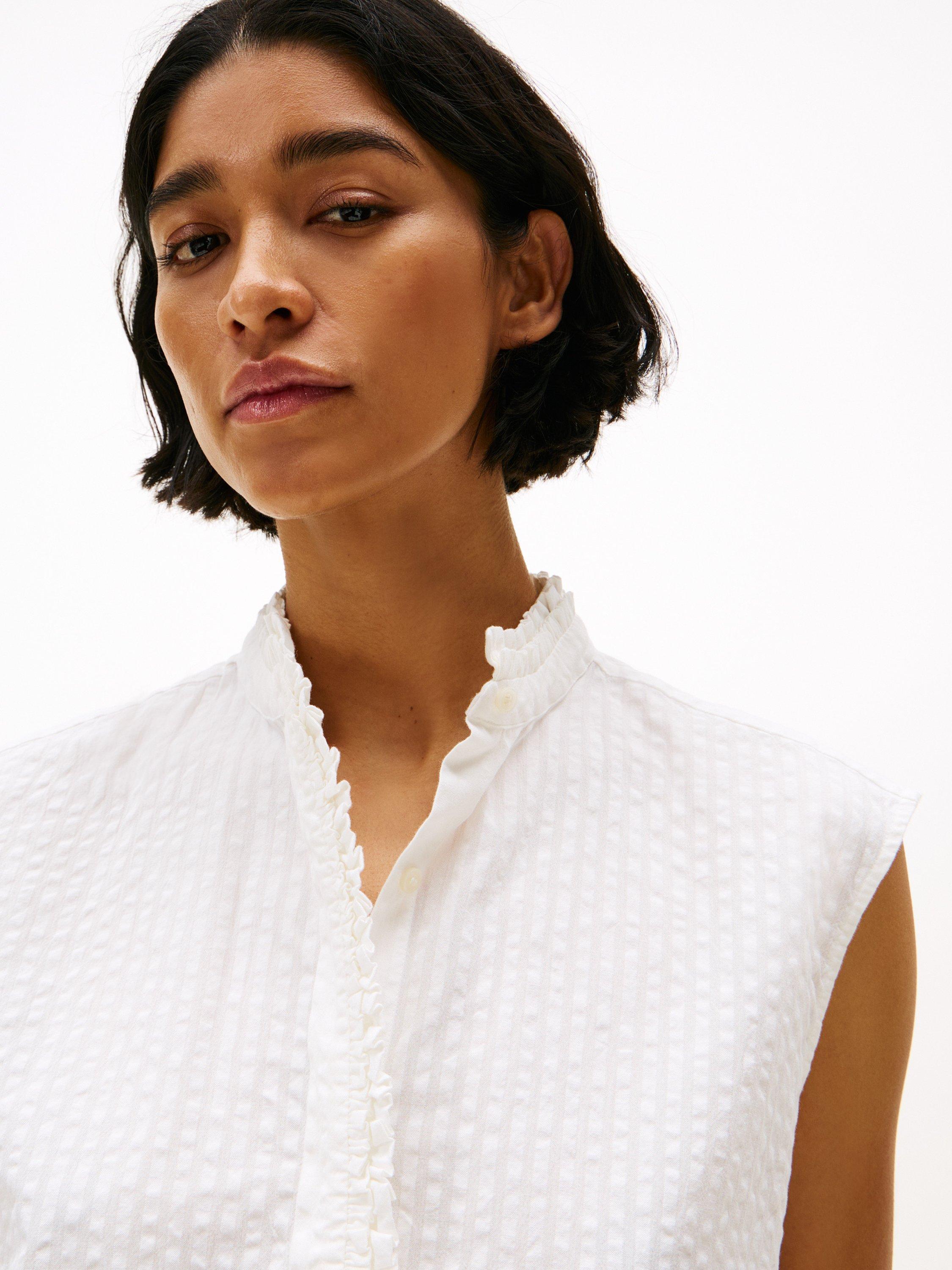 Product image 4 of 5, which shows Tommy Hilfiger Seersucker Sleeveless Top, White, 8