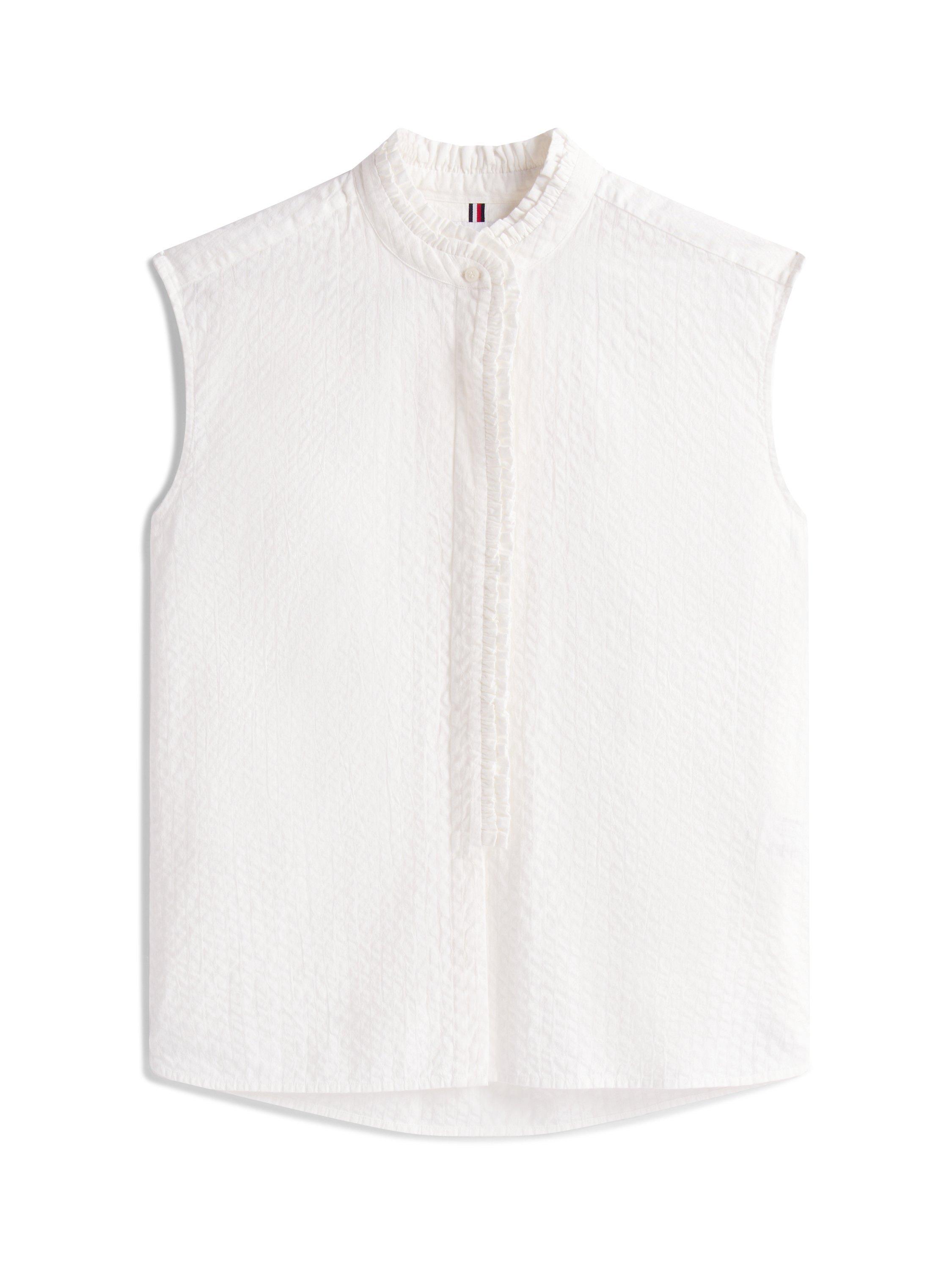 Product image 5 of 5, which shows Tommy Hilfiger Seersucker Sleeveless Top, White, 8