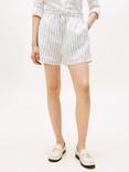 Tommy Hilfiger Stripe Wide Leg Pure Linen Shorts, Ecru/Multi
