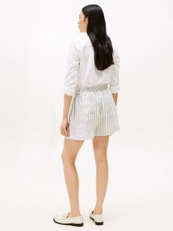 Tommy Hilfiger Stripe Wide Leg Pure Linen Shorts, Ecru/Multi - view 2, Ecru/Multi