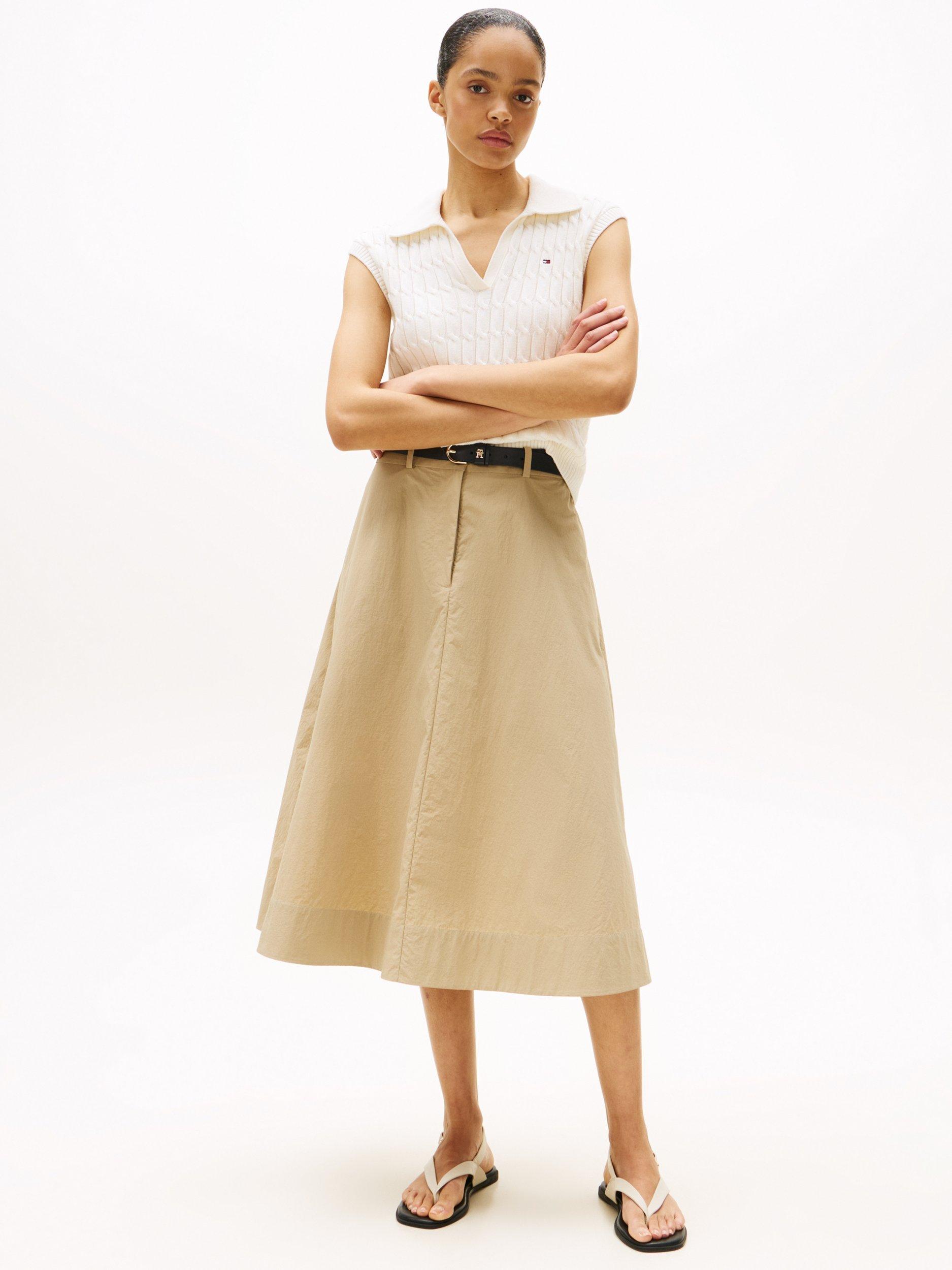 Product image 3 of 5, which shows Tommy Hilfiger Cable Knit Sleeveless Jumper, Ivory, M