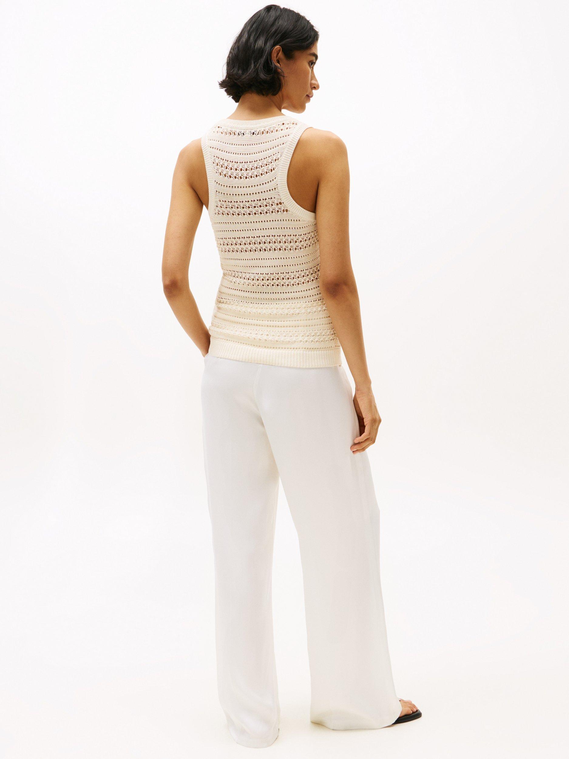 Product image 2 of 5, which shows Tommy Hilfiger Crochet Vest Top, Desert Sand Dune, XS