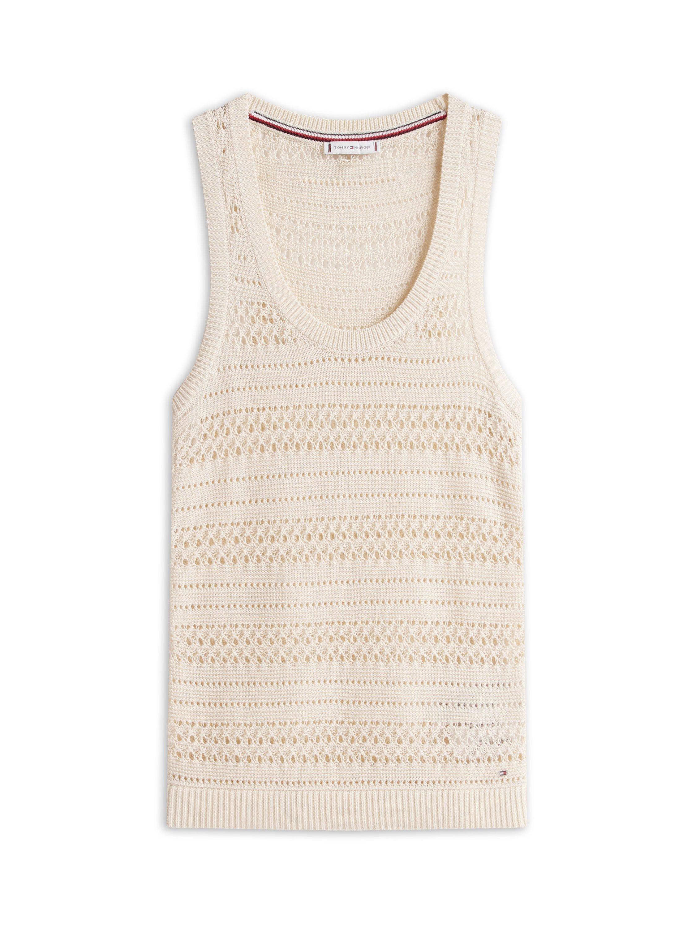 Product image 5 of 5, which shows Tommy Hilfiger Crochet Vest Top, Desert Sand Dune, XS