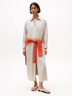 Tommy Hilfiger Stripe Oversized Maxi Shirt Dress, Natural/Black, Natural/Black