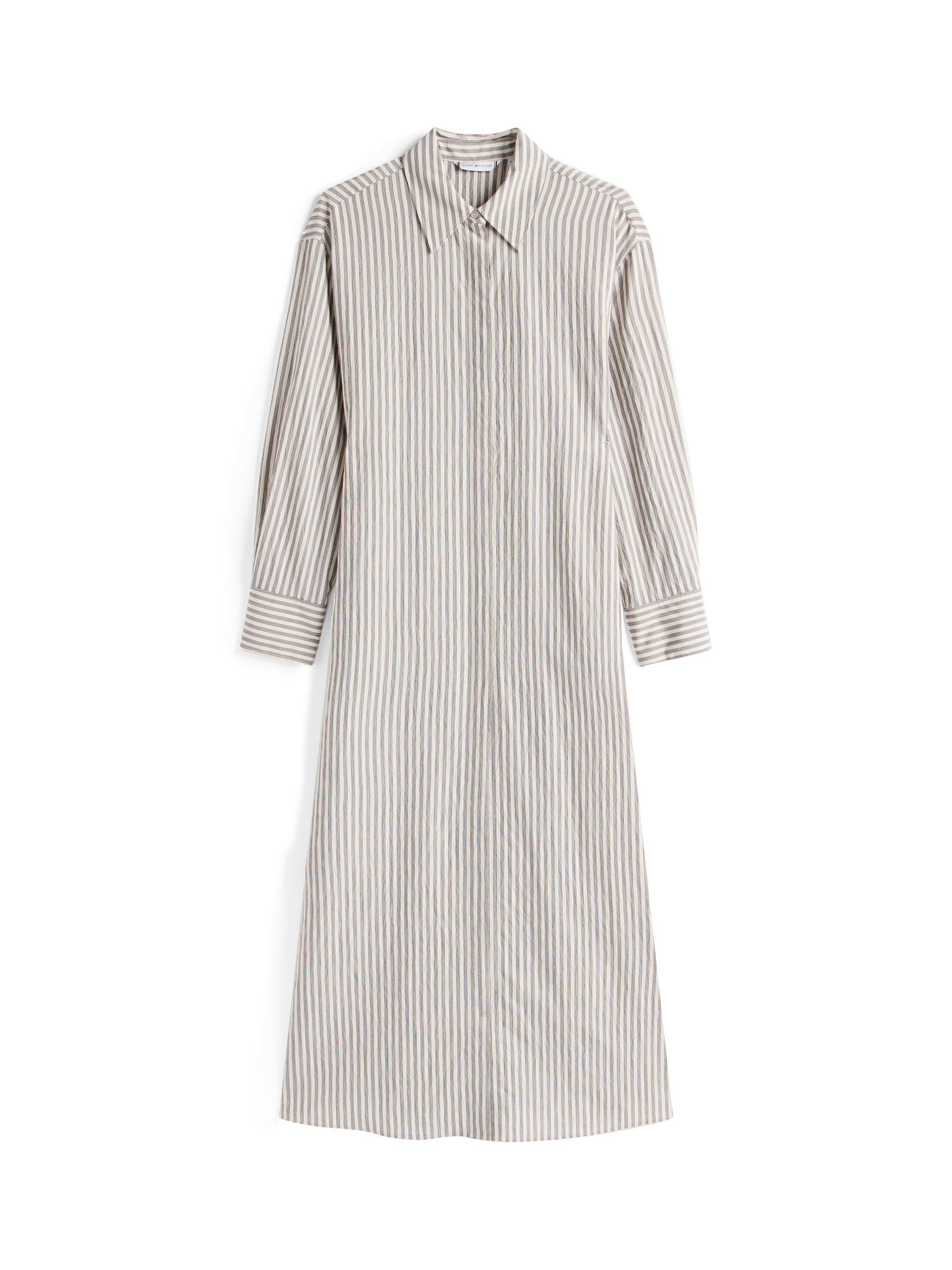Product image 5 of 5, which shows Tommy Hilfiger Stripe Oversized Maxi Shirt Dress, Natural/Black, XS-S