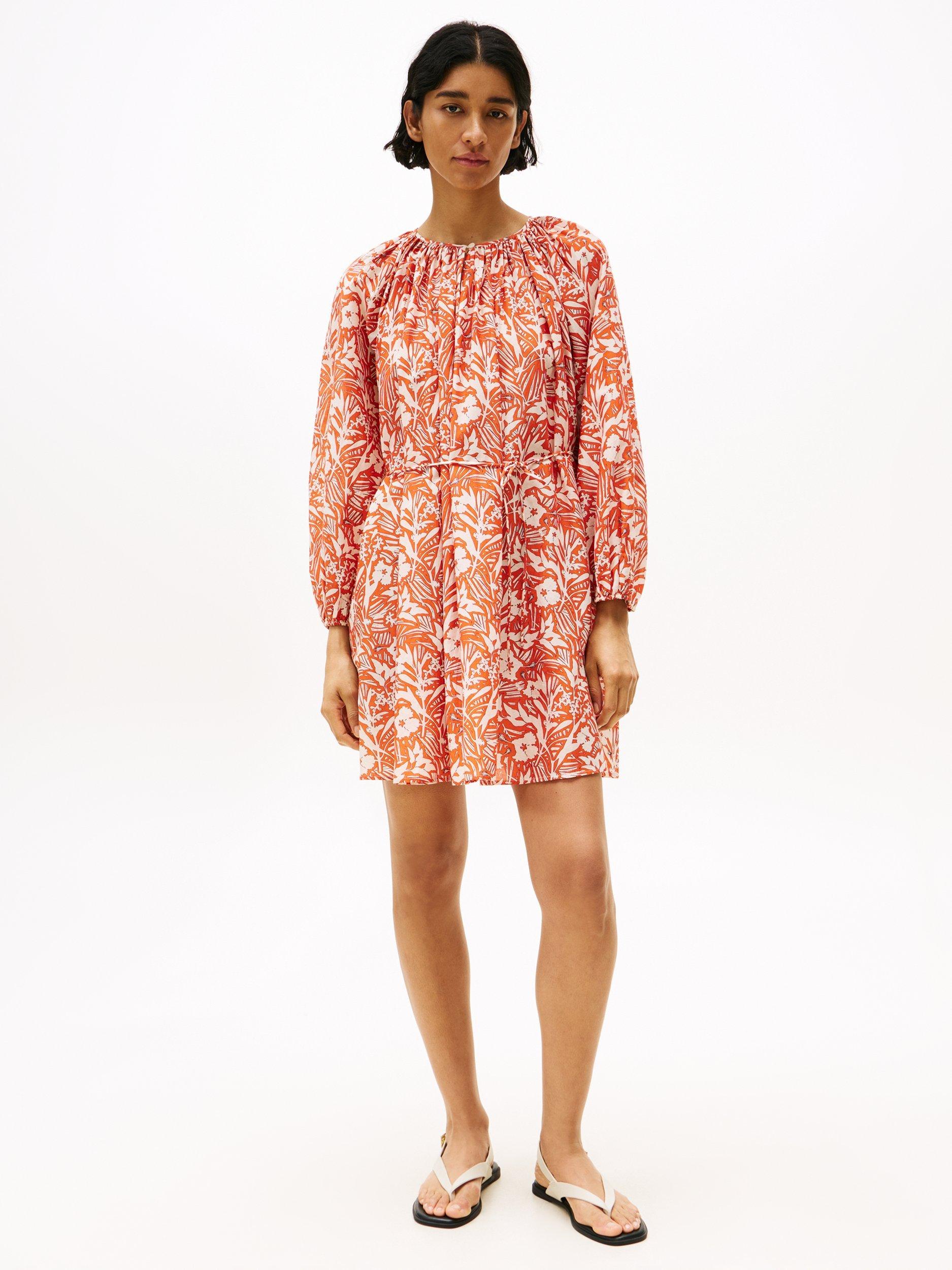 Product image 1 of 5, which shows Tommy Hilfiger Oversized Floral Mini Dress, Orange, 10