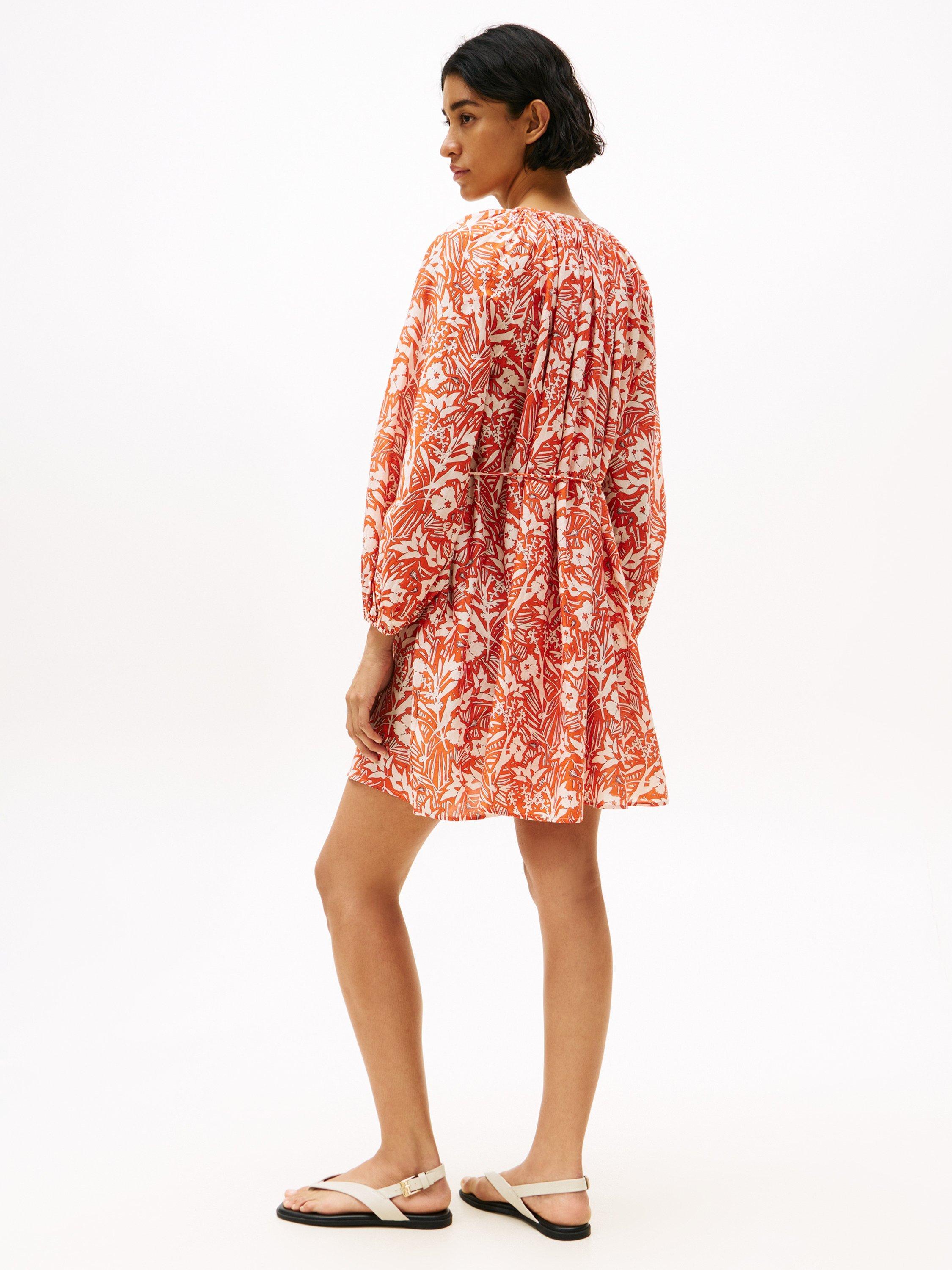 Product image 4 of 5, which shows Tommy Hilfiger Oversized Floral Mini Dress, Orange, 10