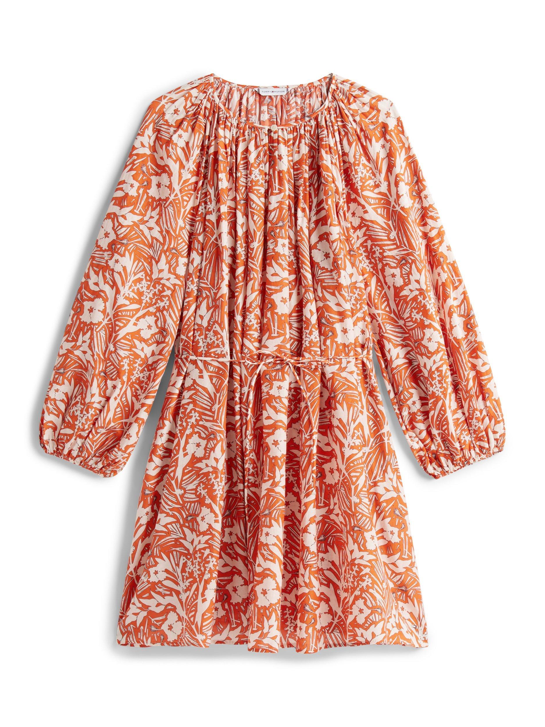 Product image 5 of 5, which shows Tommy Hilfiger Oversized Floral Mini Dress, Orange, 10