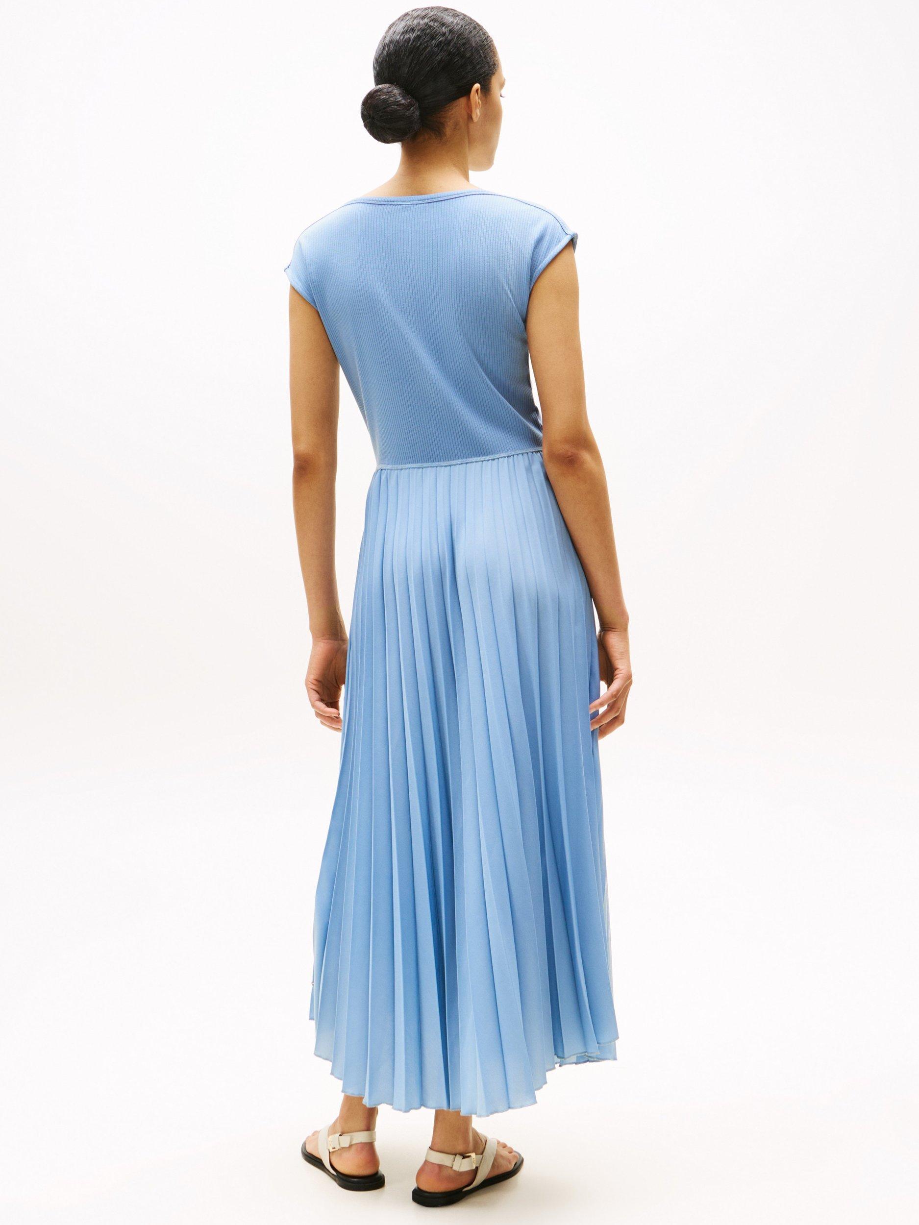 Product image 4 of 5, which shows Tommy Hilfiger Pleated Skirt Maxi Dress, Brisk Blue, XS