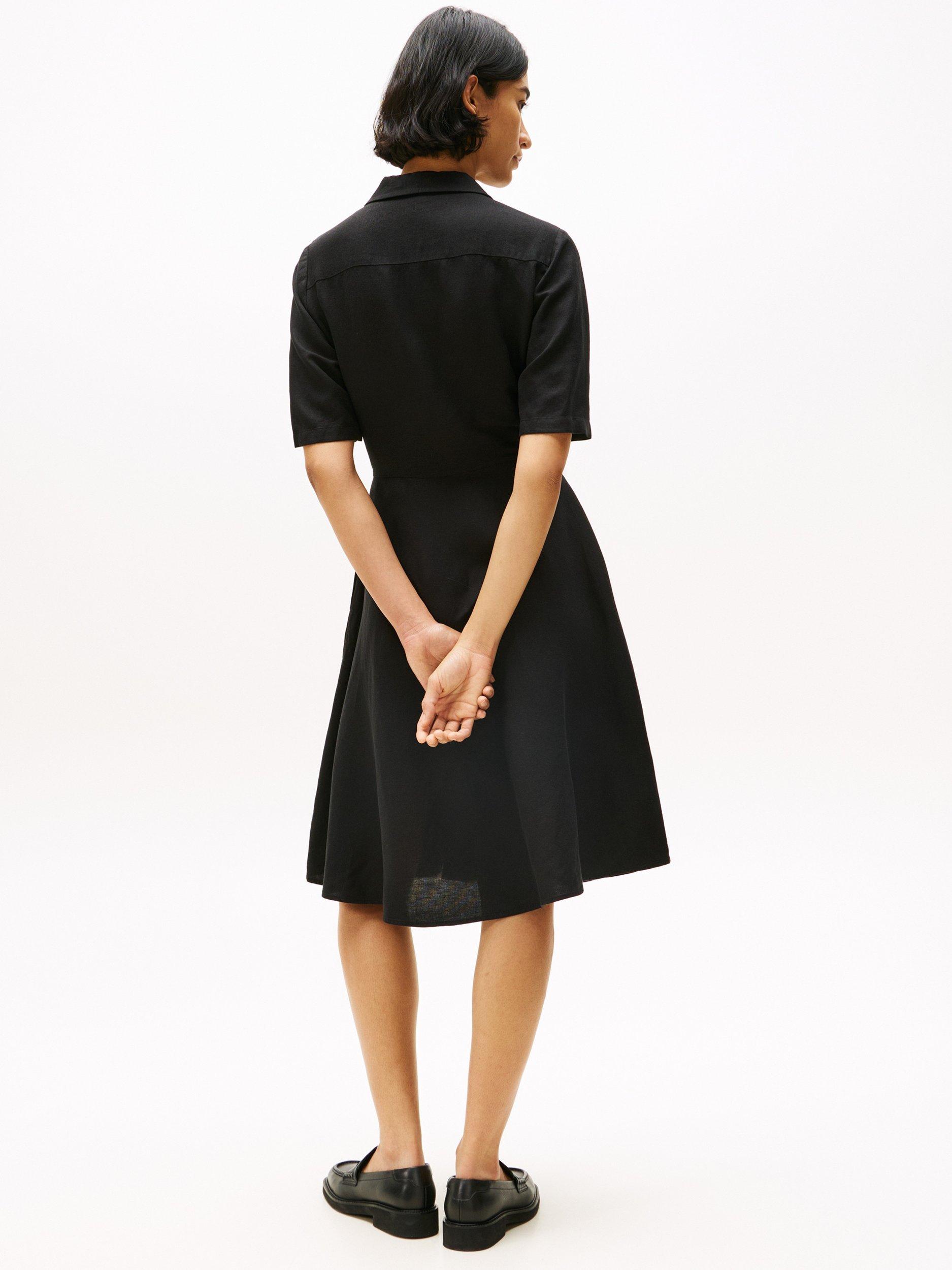 Product image 4 of 5, which shows Tommy Hilfiger Linen Blend Midi Shirt Dress, Black, 14