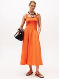 Tommy Hilfiger Slim Fit and Flare Midi Dress, Brilliant Orange