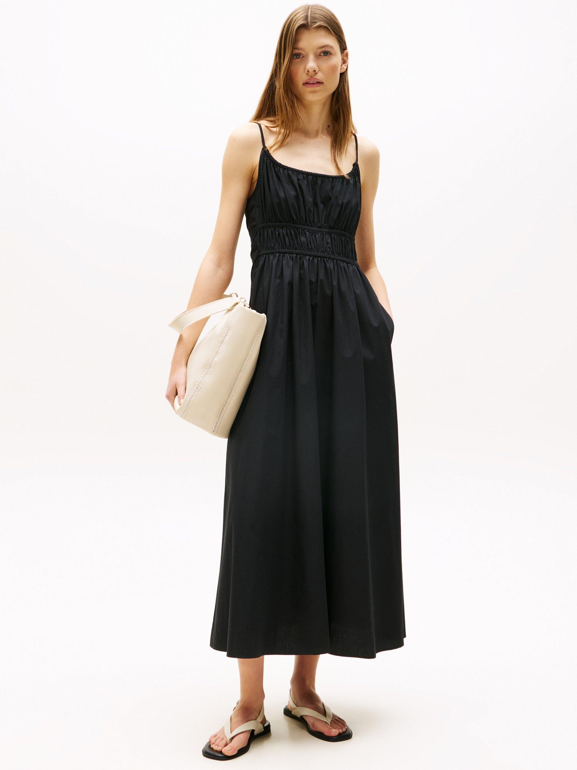 Product image 1 of 5, which shows Tommy Hilfiger Smock Bodice Maxi Dress, Black, 8
