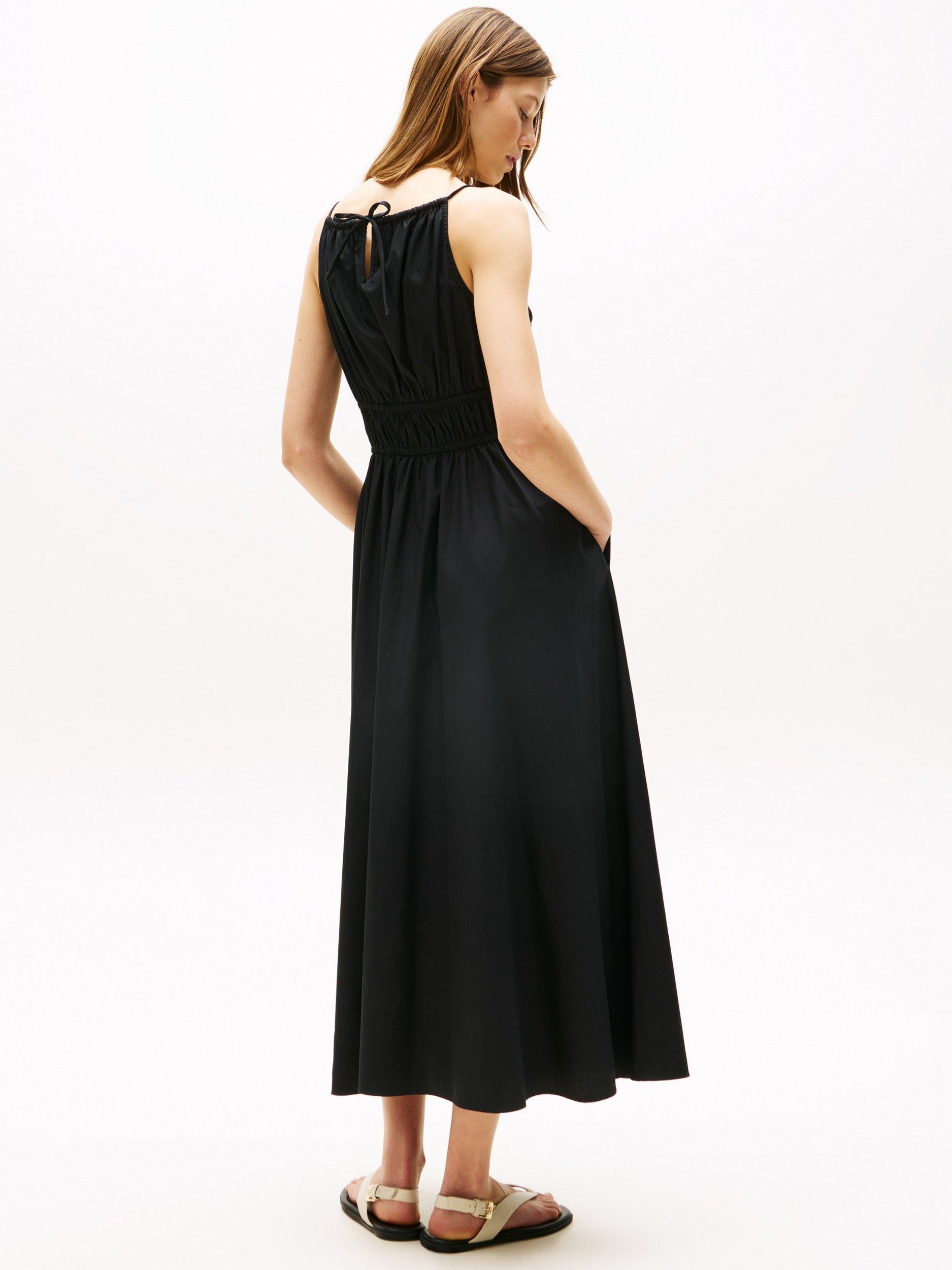 Product image 2 of 5, which shows Tommy Hilfiger Smock Bodice Maxi Dress, Black, 8
