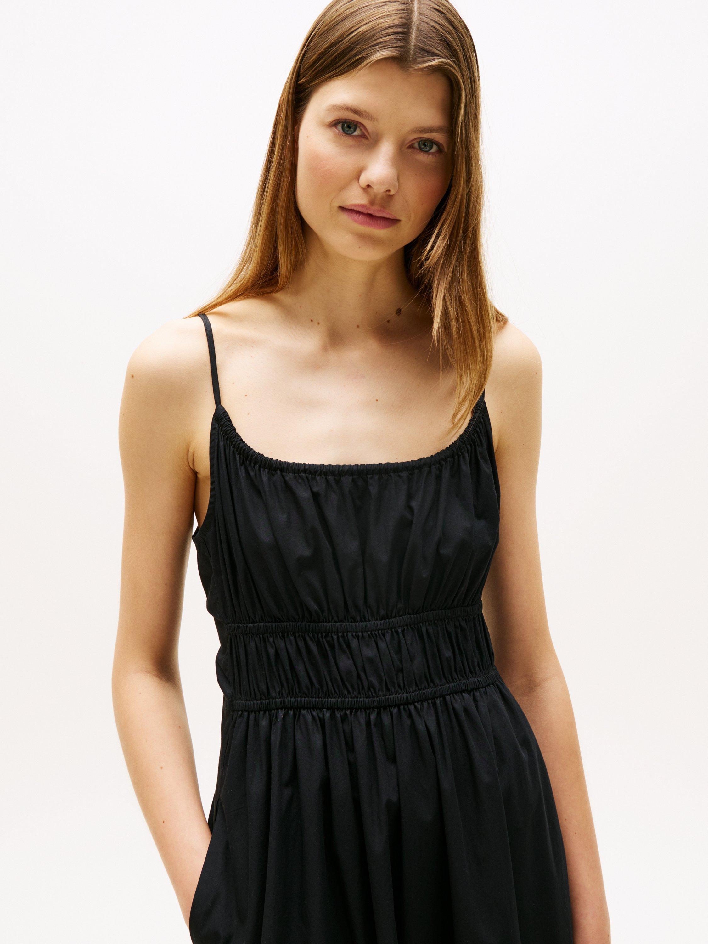 Product image 3 of 5, which shows Tommy Hilfiger Smock Bodice Maxi Dress, Black, 8