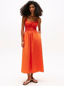 Tommy Hilfiger Scoop Neck Sleeveless Cotton Maxi Dress, Mid Orange, Mid Orange