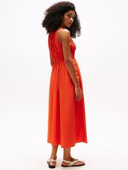 Tommy Hilfiger Scoop Neck Sleeveless Cotton Maxi Dress, Mid Orange - view 2, Mid Orange