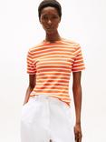 Tommy Hilfiger Slim Fit Stripe T-Shirt, Orange/White