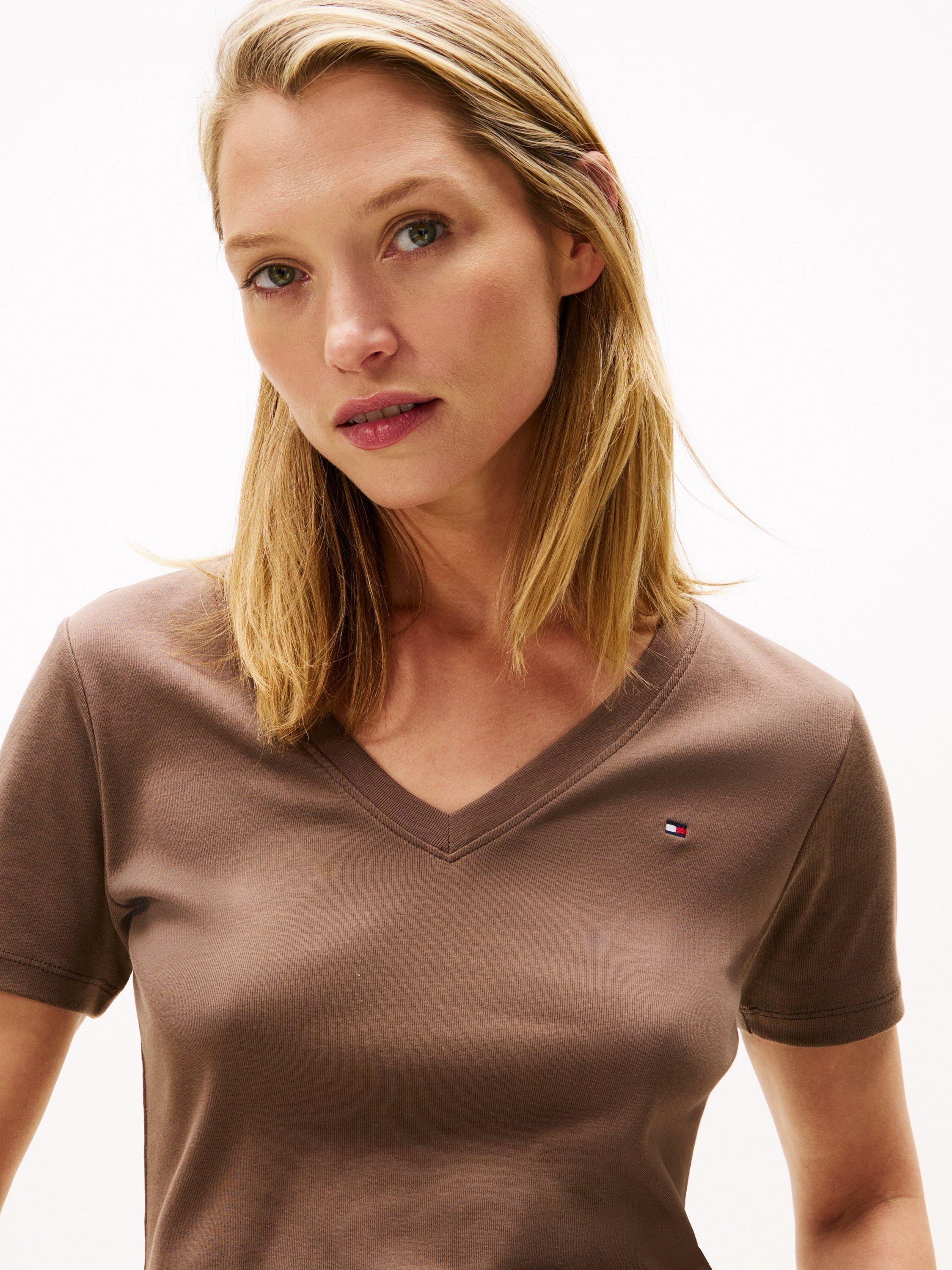 Product image 4 of 4, which shows Tommy Hilfiger Slim V-Neck T-Shirt, Hot Coco, XS
