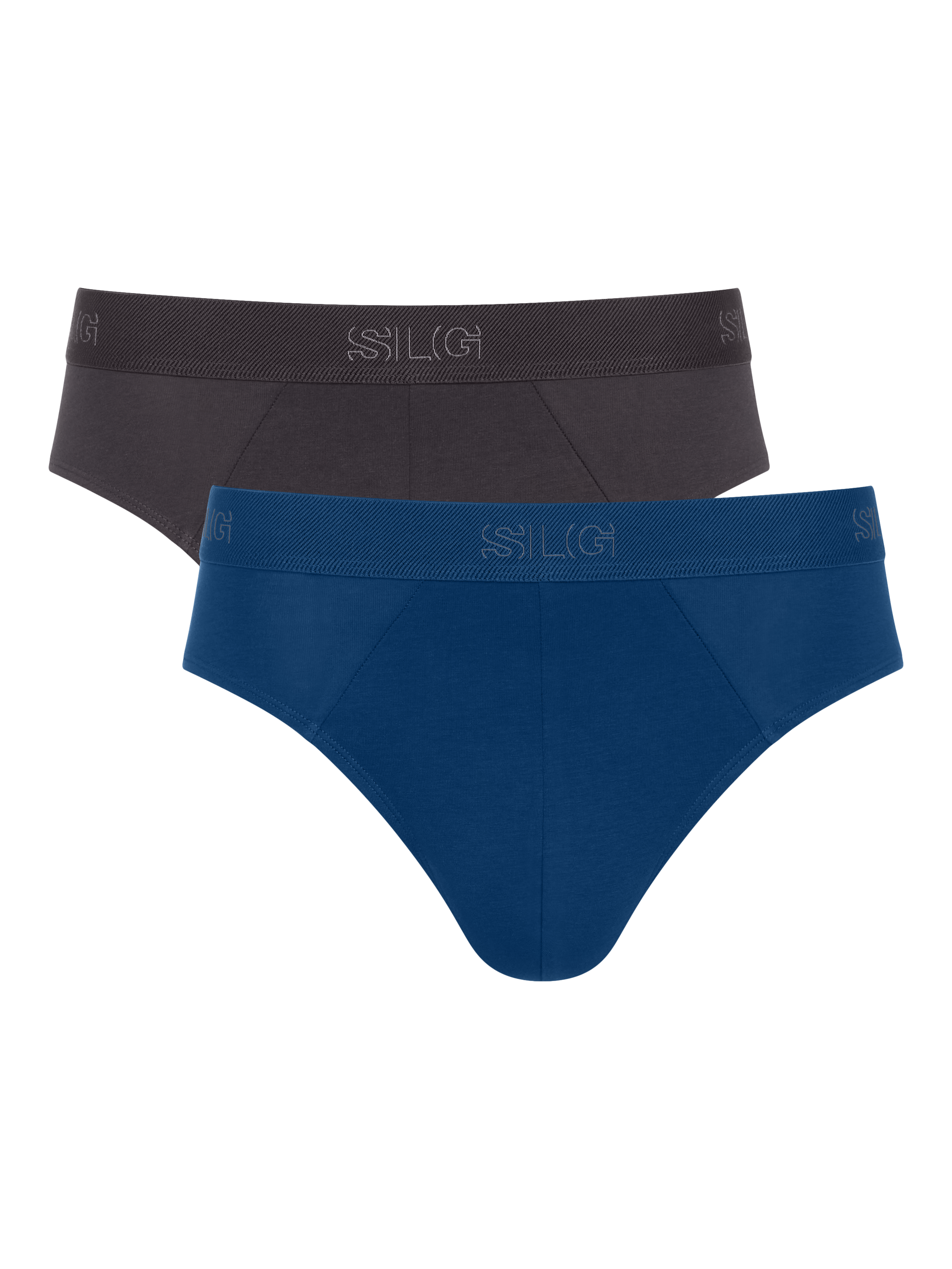 Product image 1 of 7, which shows sloggi SLG Base Briefs, Pack of 2, Dark Grey/Dark Blue, L