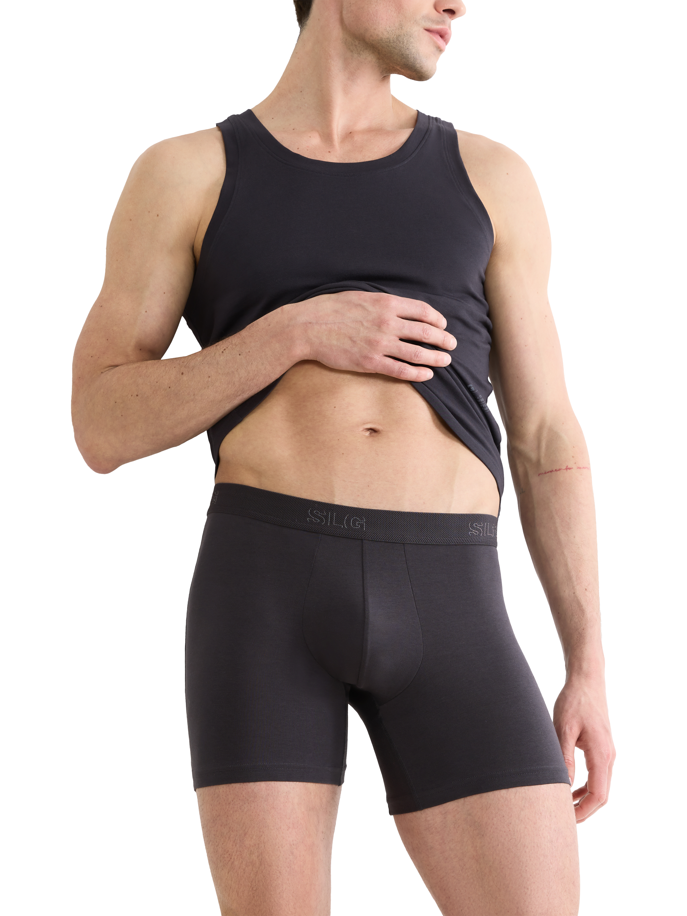 Product image 6 of 7, which shows sloggi SLG Base Shorts, Pack of 2, Charcoal, S