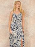 Yumi Abstract Leaf Print Maxi Dress