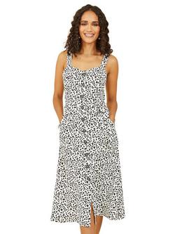 Yumi Animal Print Midi Dress, White