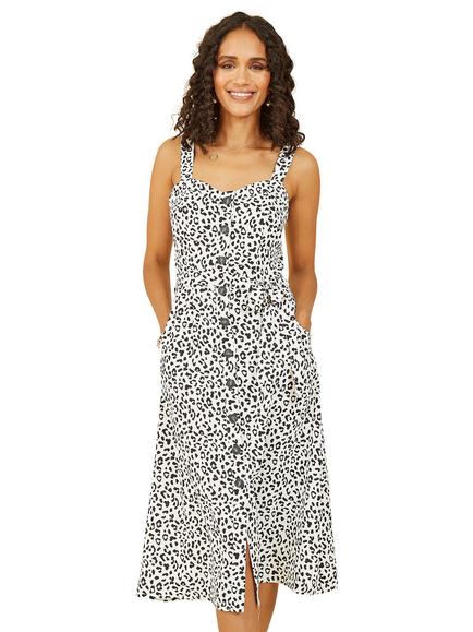 Yumi Animal Print Midi Dress, White