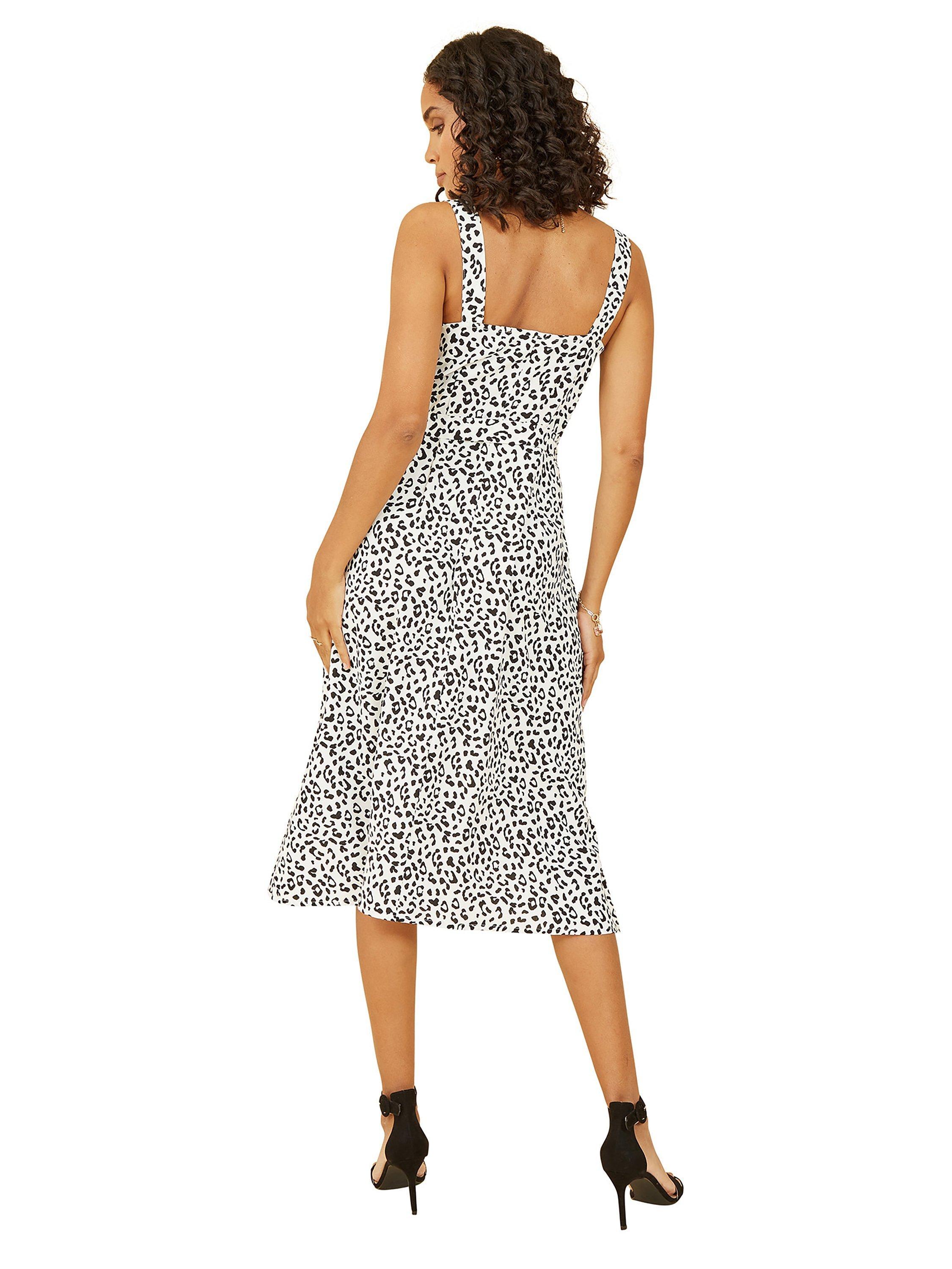 Product image 3 of 4, which shows Yumi Animal Print Midi Dress, White, 8