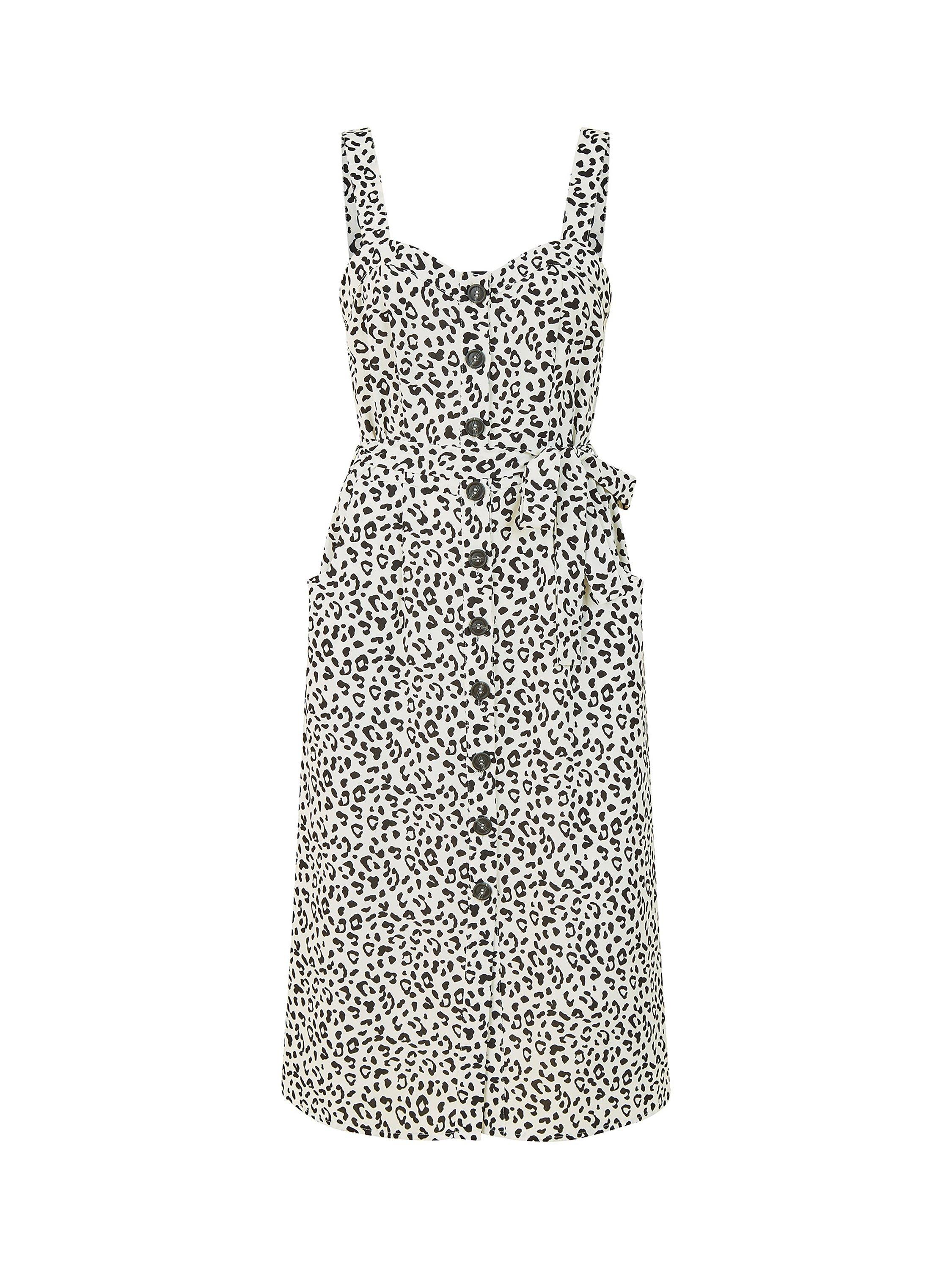Product image 4 of 4, which shows Yumi Animal Print Midi Dress, White, 8