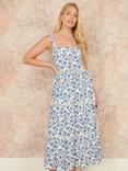 Yumi Cotton Floral Print Midi Dress