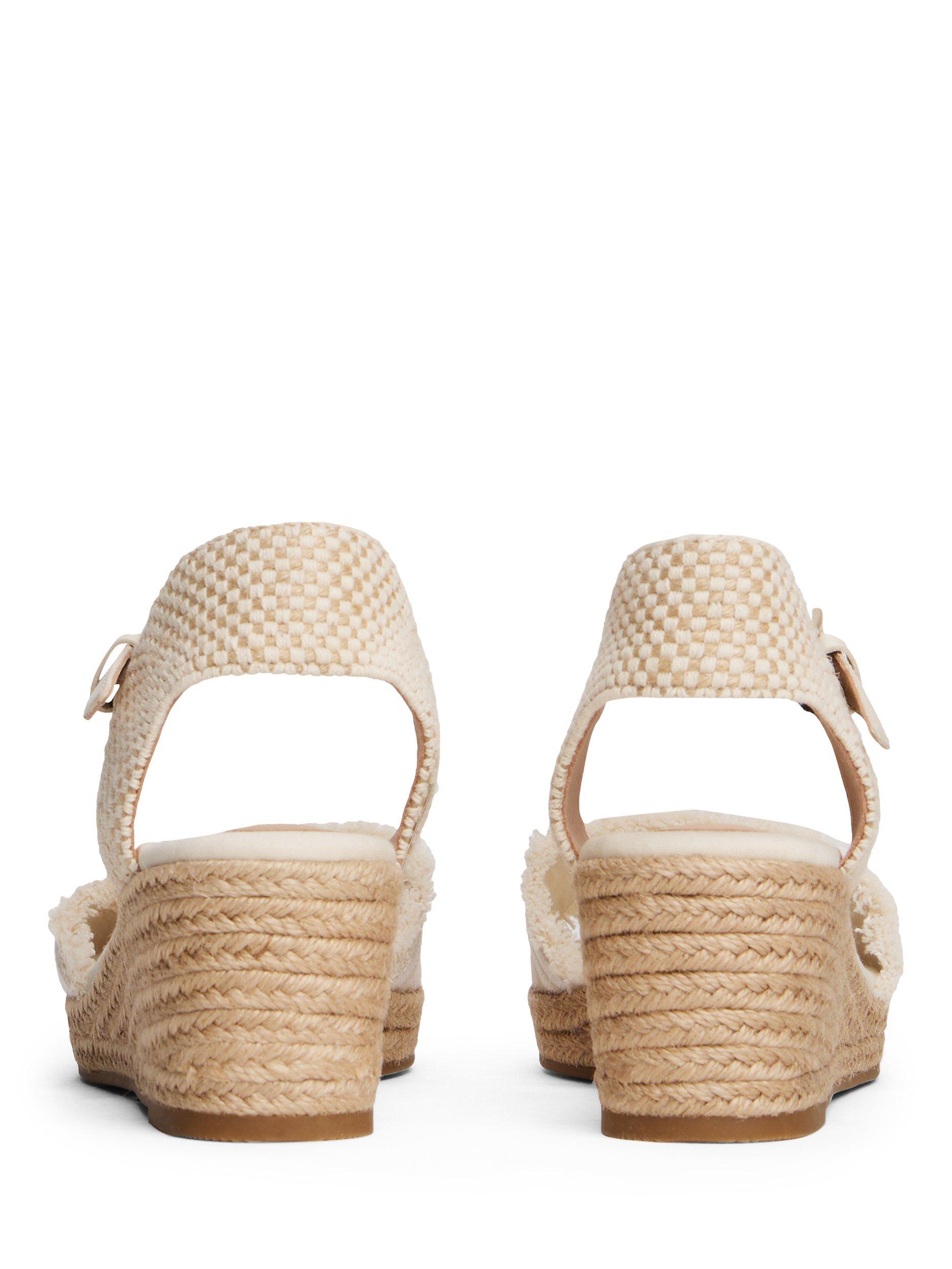 Product image 3 of 4, which shows Tommy Hilfiger Fringe Canvas Wedge Heel Sandals, Muslin, EU37
