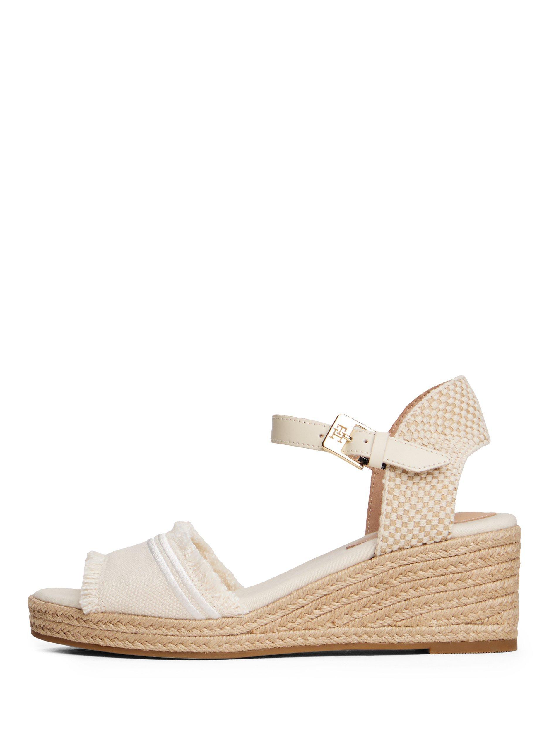Product image 4 of 4, which shows Tommy Hilfiger Fringe Canvas Wedge Heel Sandals, Muslin, EU37