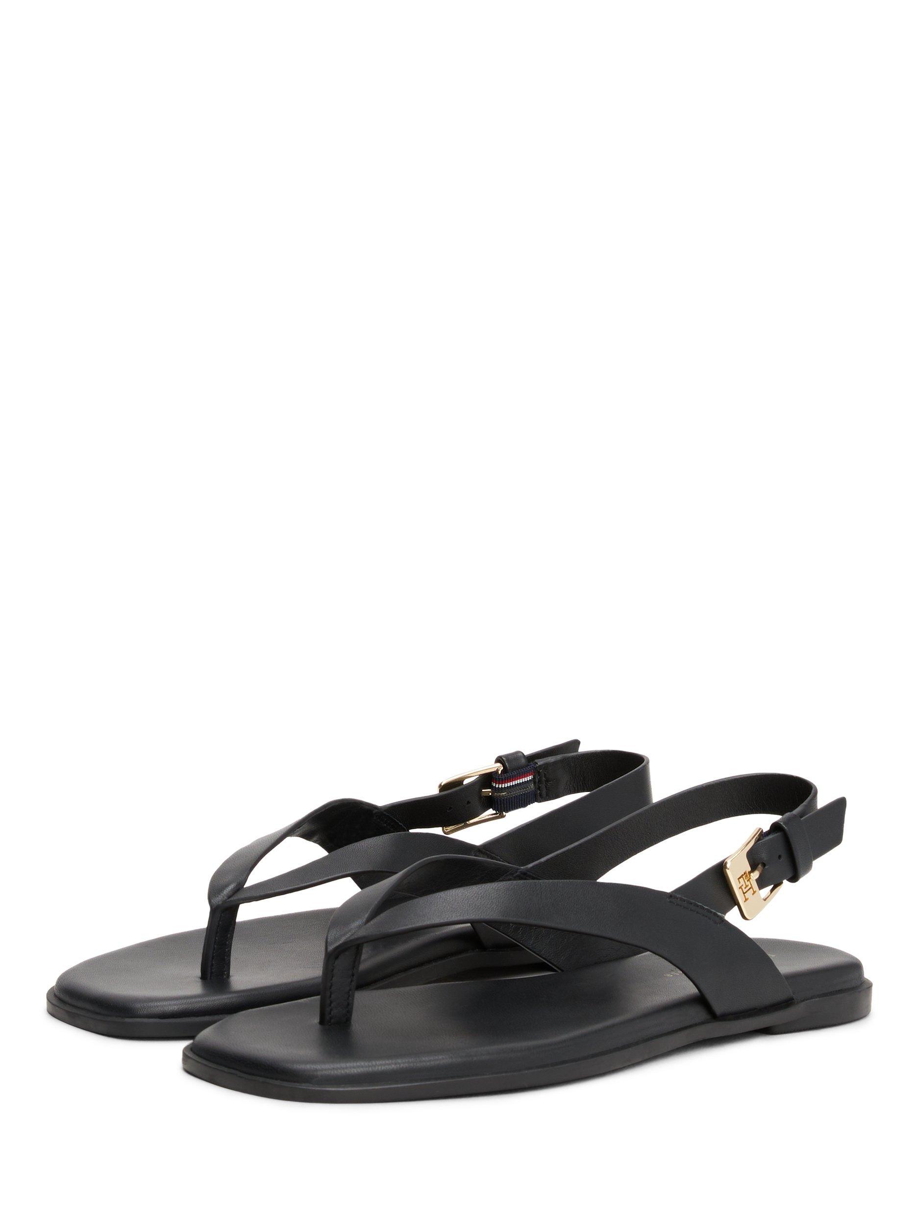 Product image 2 of 4, which shows Tommy Hilfiger Leather Sandals, Black, 3