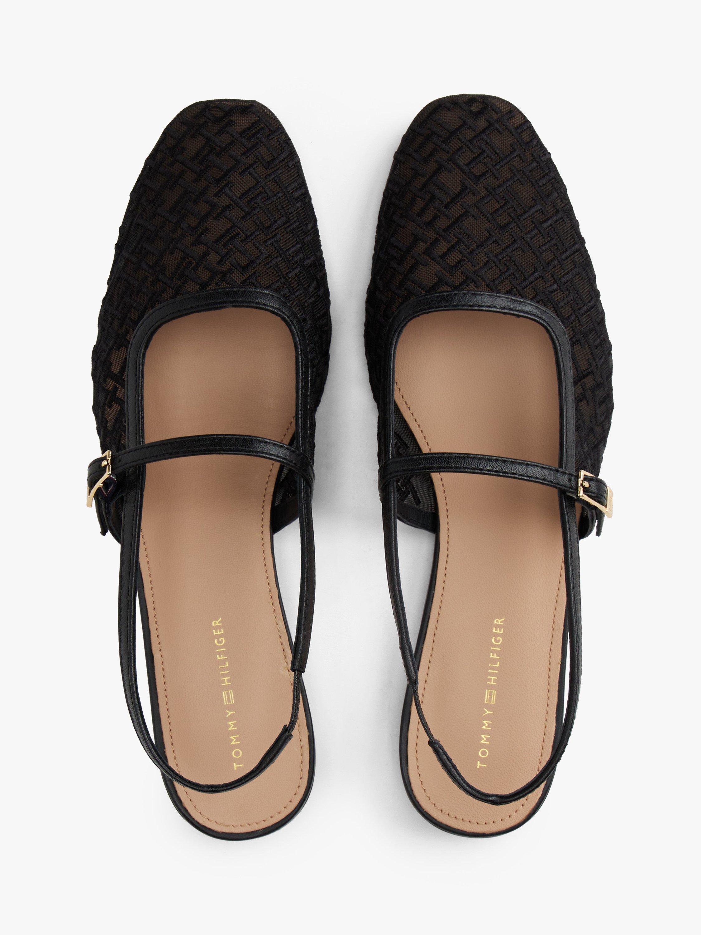 Product image 3 of 7, which shows Tommy Hilfiger TH Monogram Slingback Mesh Kitten Heels, Black, EU36